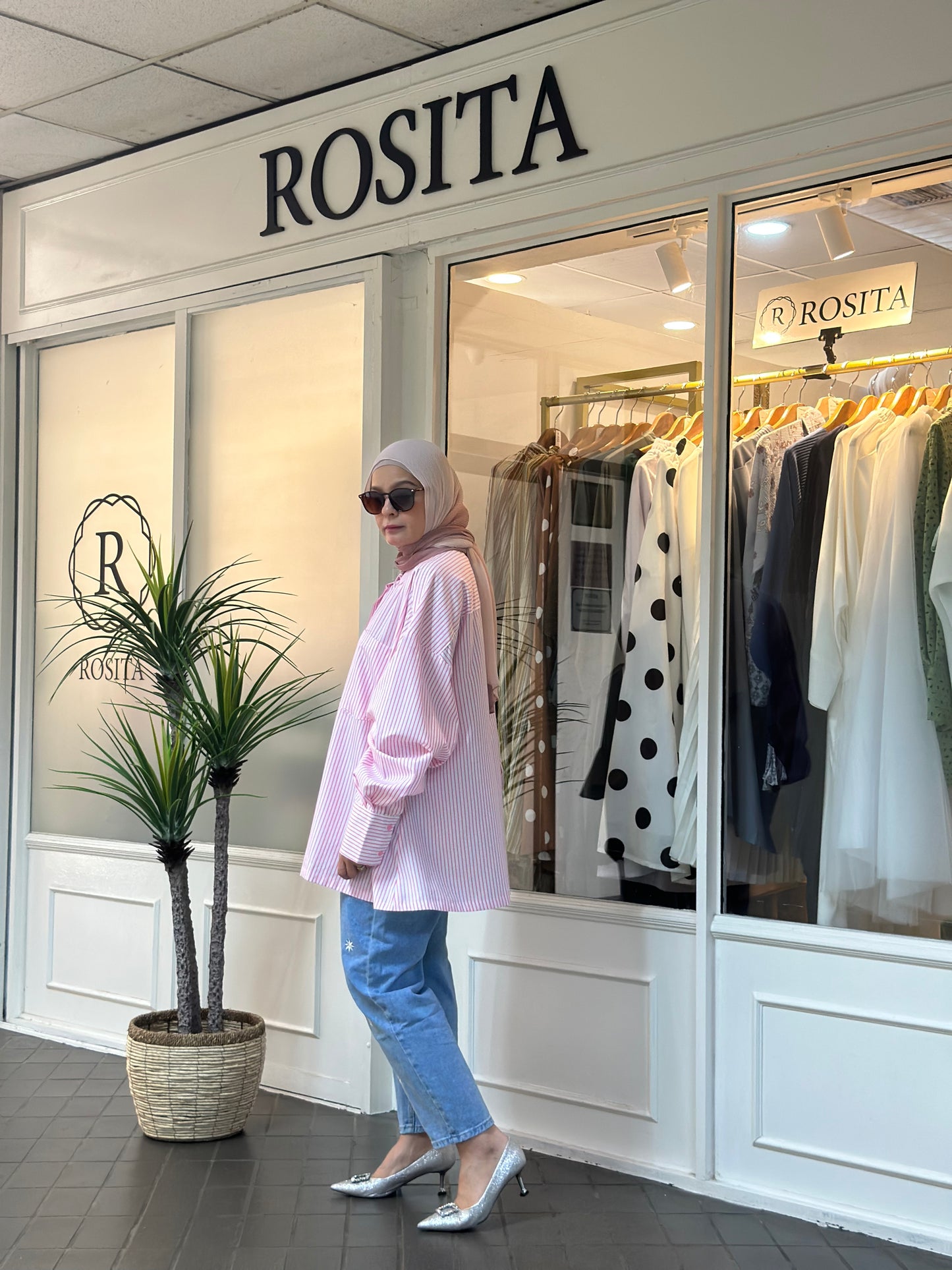Estelle Boyfriend Shirt in Rosy Pink Stripes