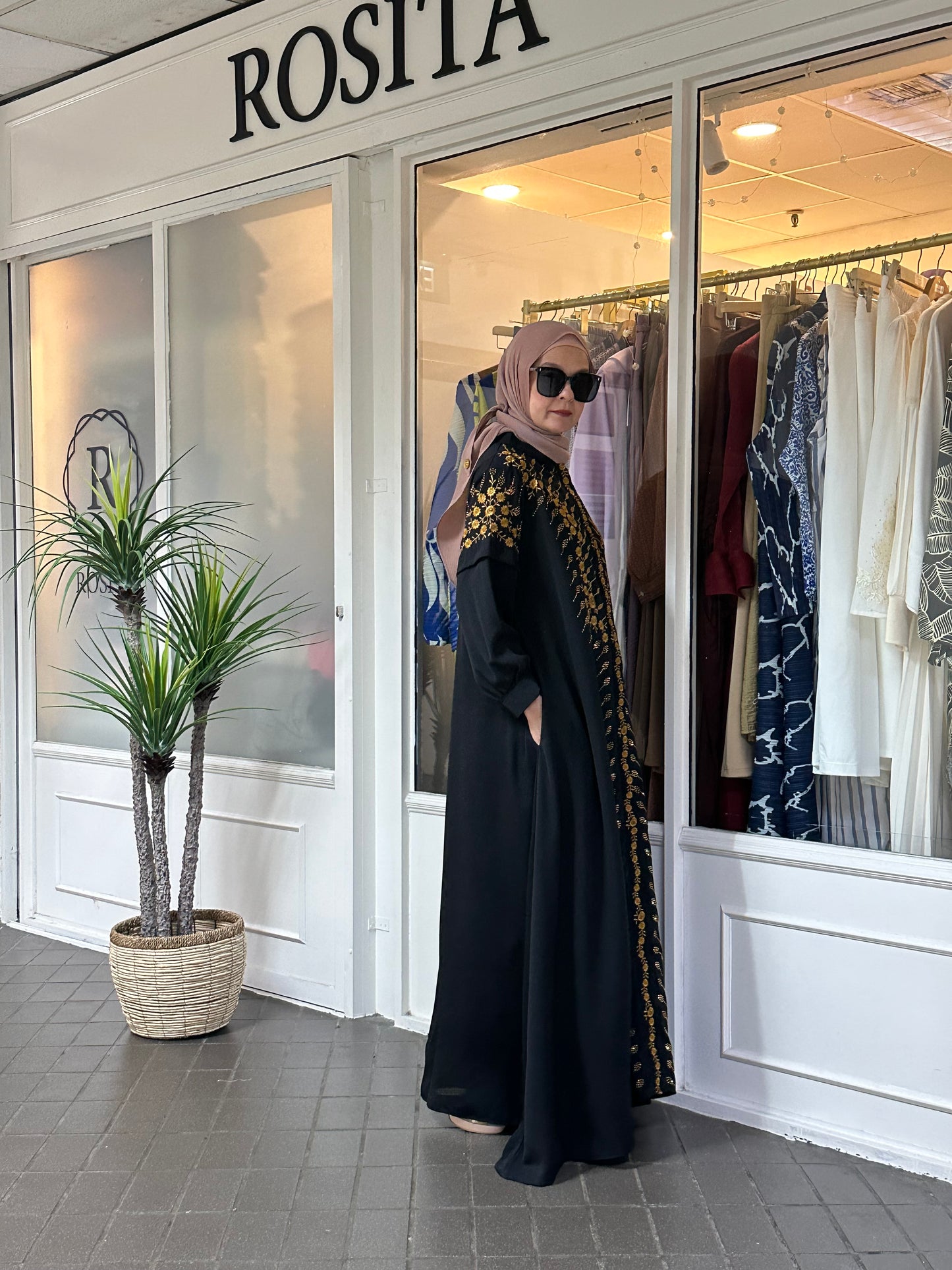 Abaya Raudhah in Gold Embroidery (SALE!)