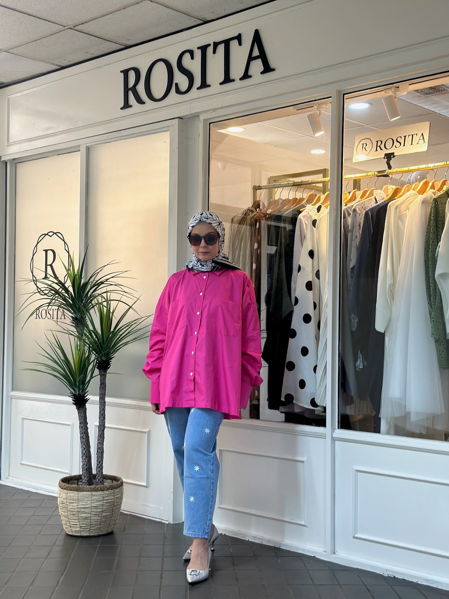 Estelle Boyfriend Shirt in Fuchsia