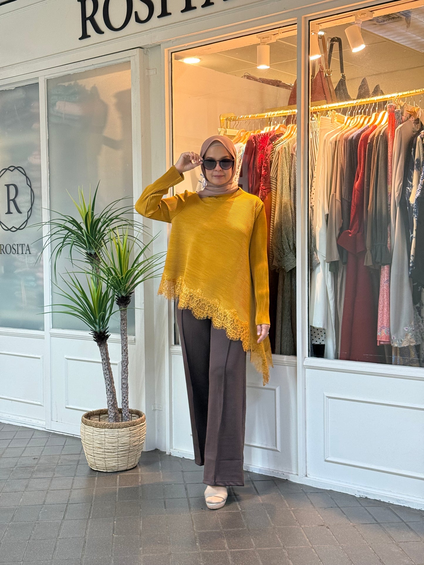 Chantel Embroidery Pleated Top in Golden Honey (NEW!)
