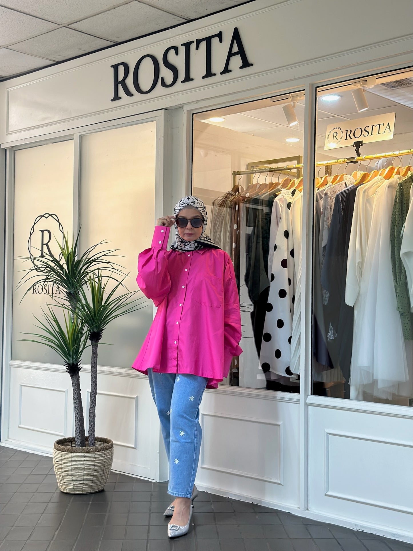 Estelle Boyfriend Shirt in Fuchsia