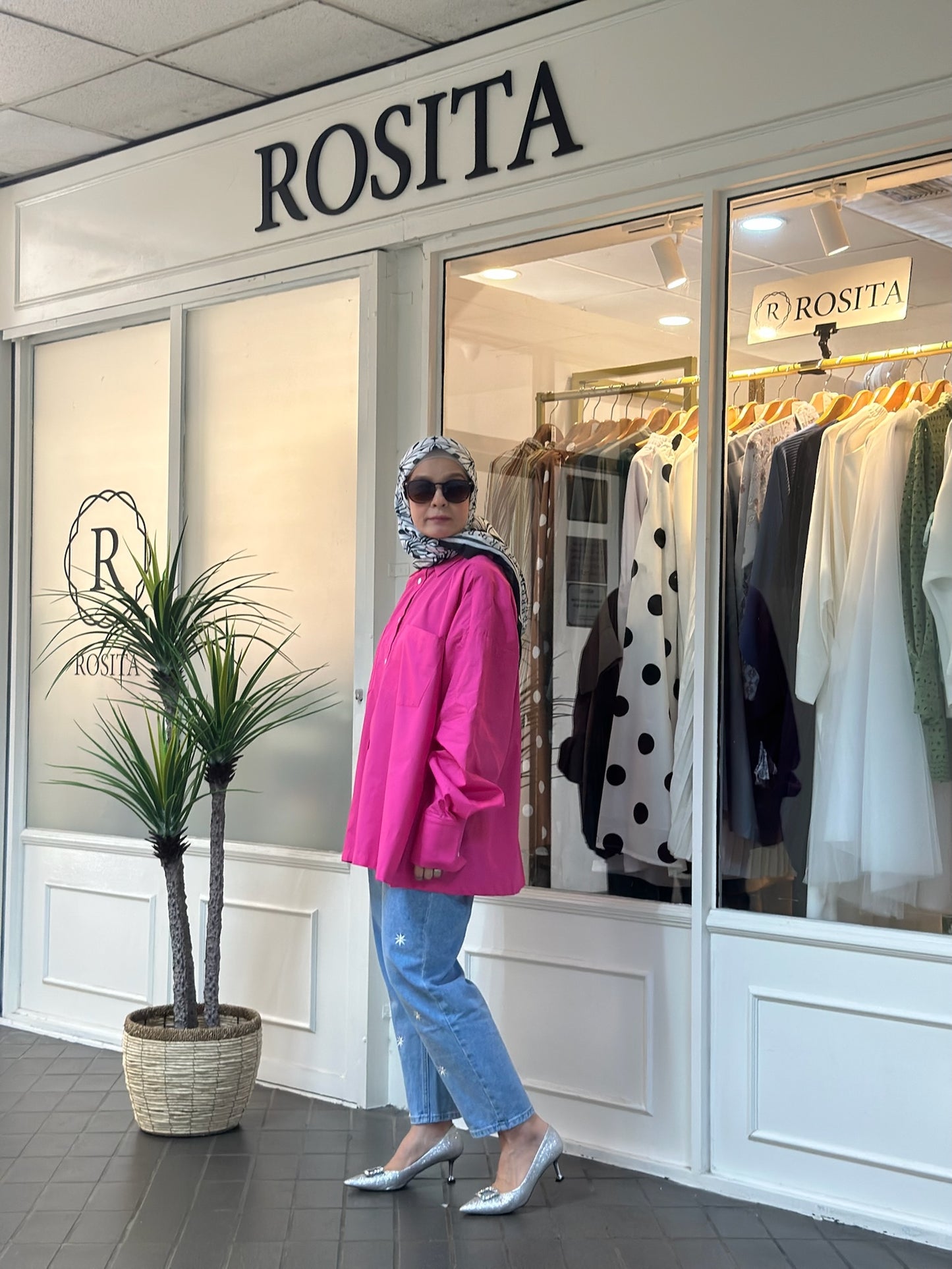 Estelle Boyfriend Shirt in Fuchsia