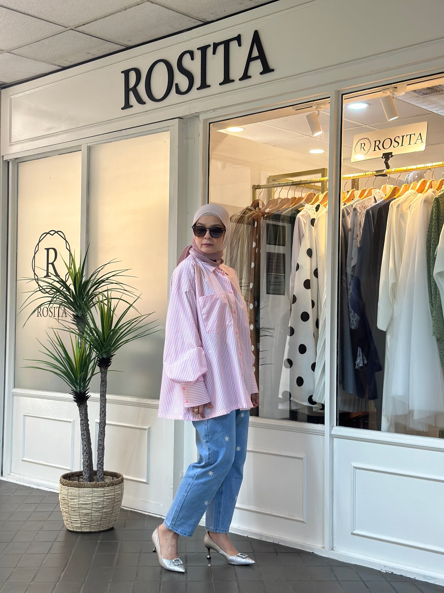 Estelle Boyfriend Shirt in Rosy Pink Stripes