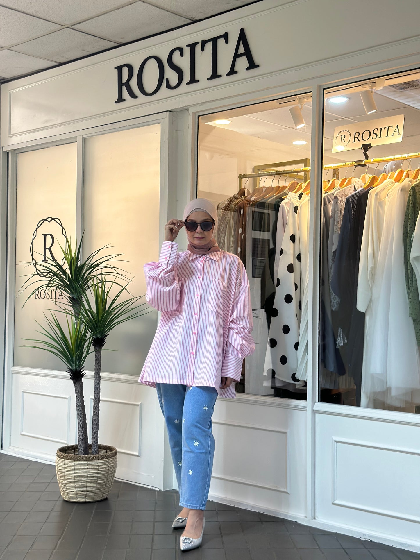 Estelle Boyfriend Shirt in Rosy Pink Stripes