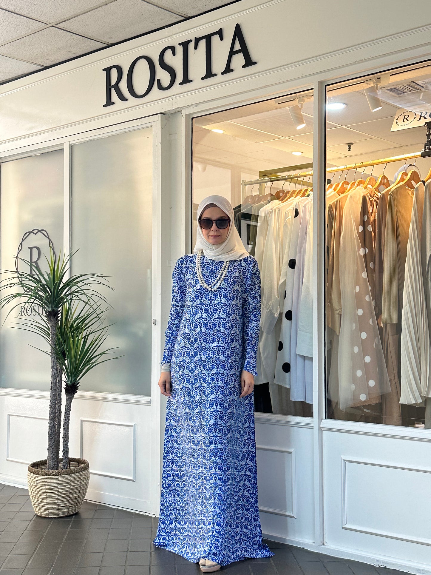 Lady Dewi Pleated Jubah in Blue (SALE!)