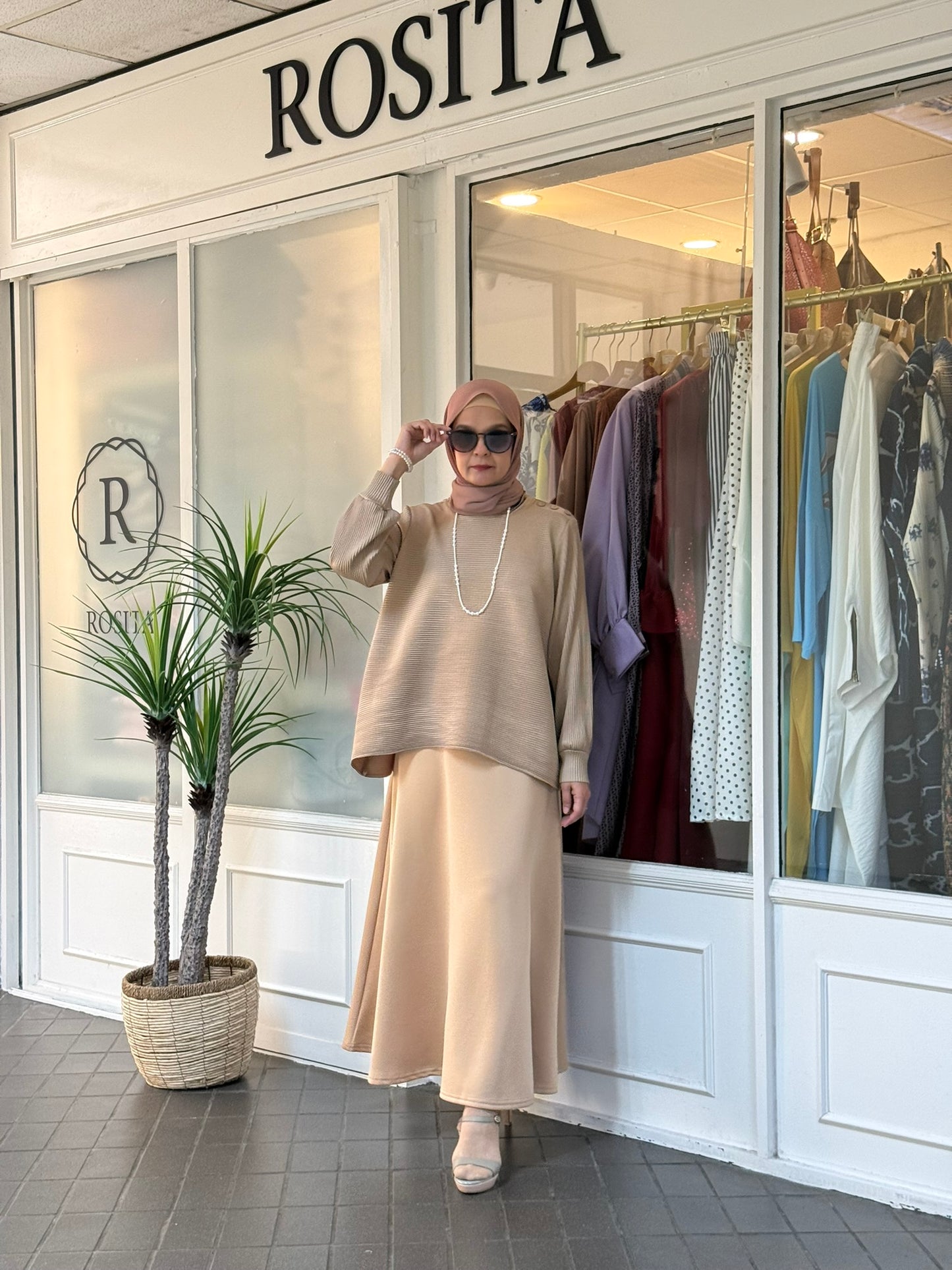 Sally A-Line Scuba Skirt in Beige (NEW!)