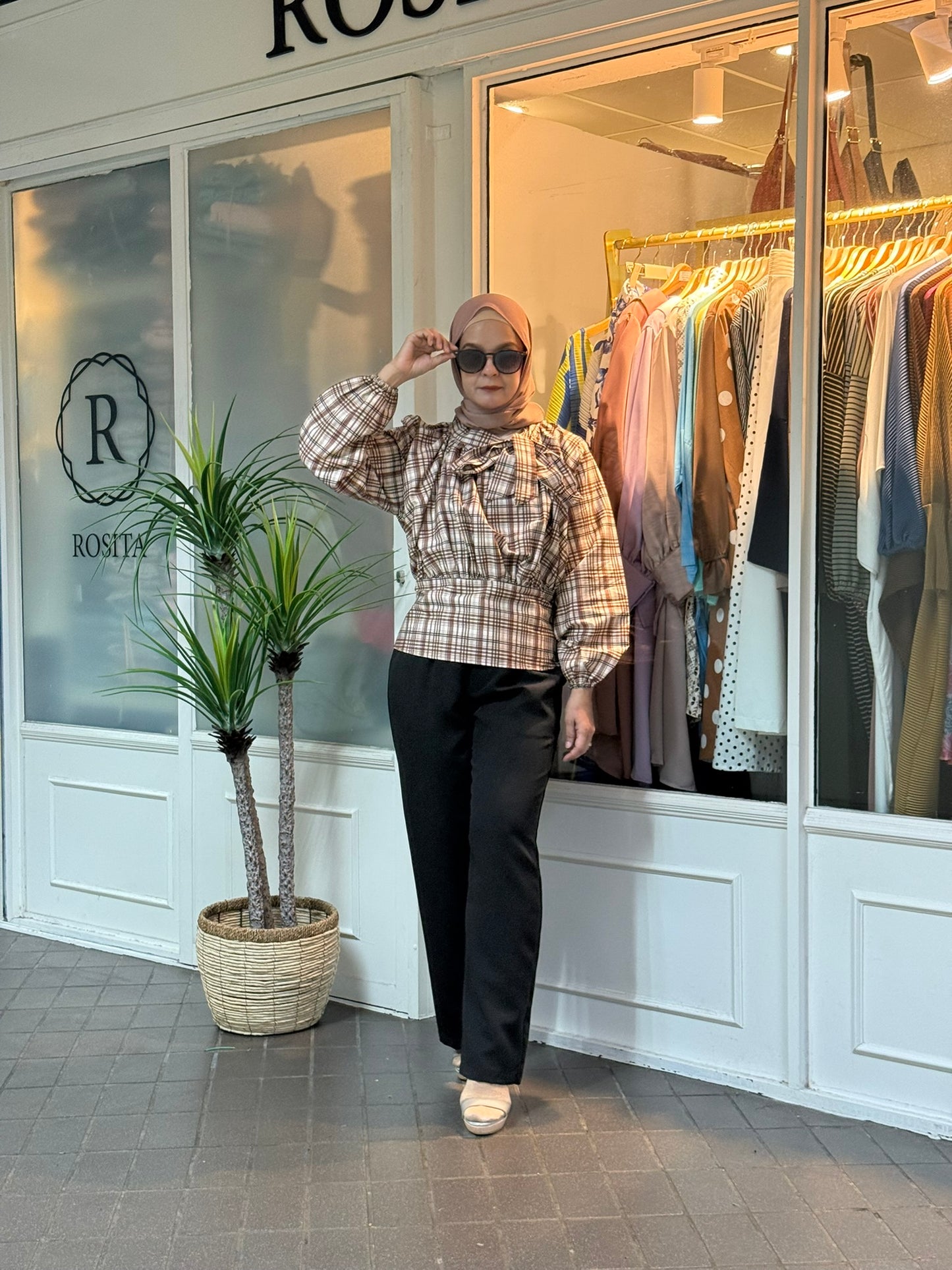 Hyojin Peplum Top in Brown (NEW!)