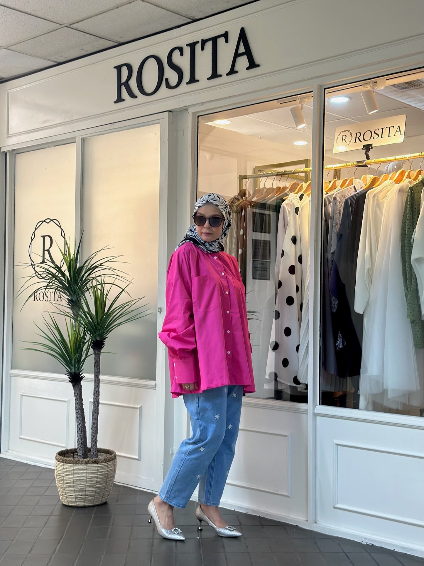 Estelle Boyfriend Shirt in Fuchsia