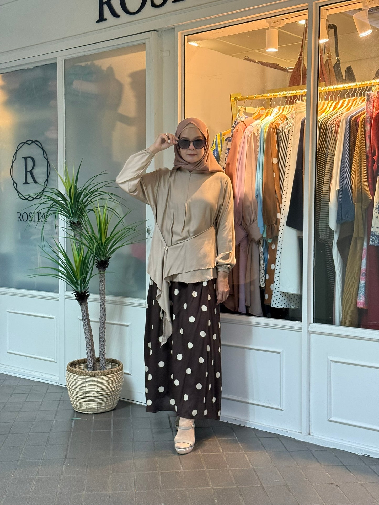 Emma Polka Dot Co-Ord Set in Dark Brown (NEW!)