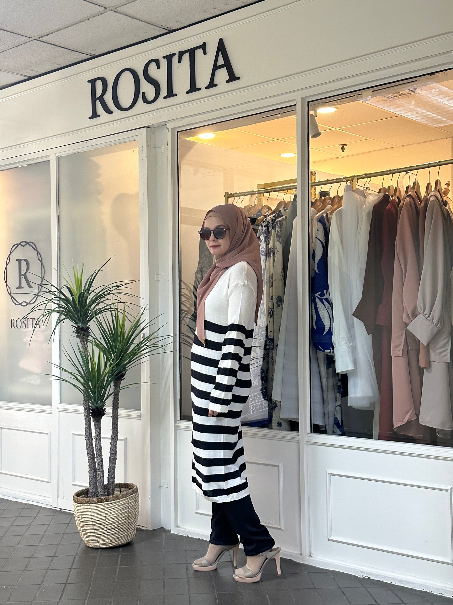 Julie Knitted Striped Tunic in White Black (NEW!)