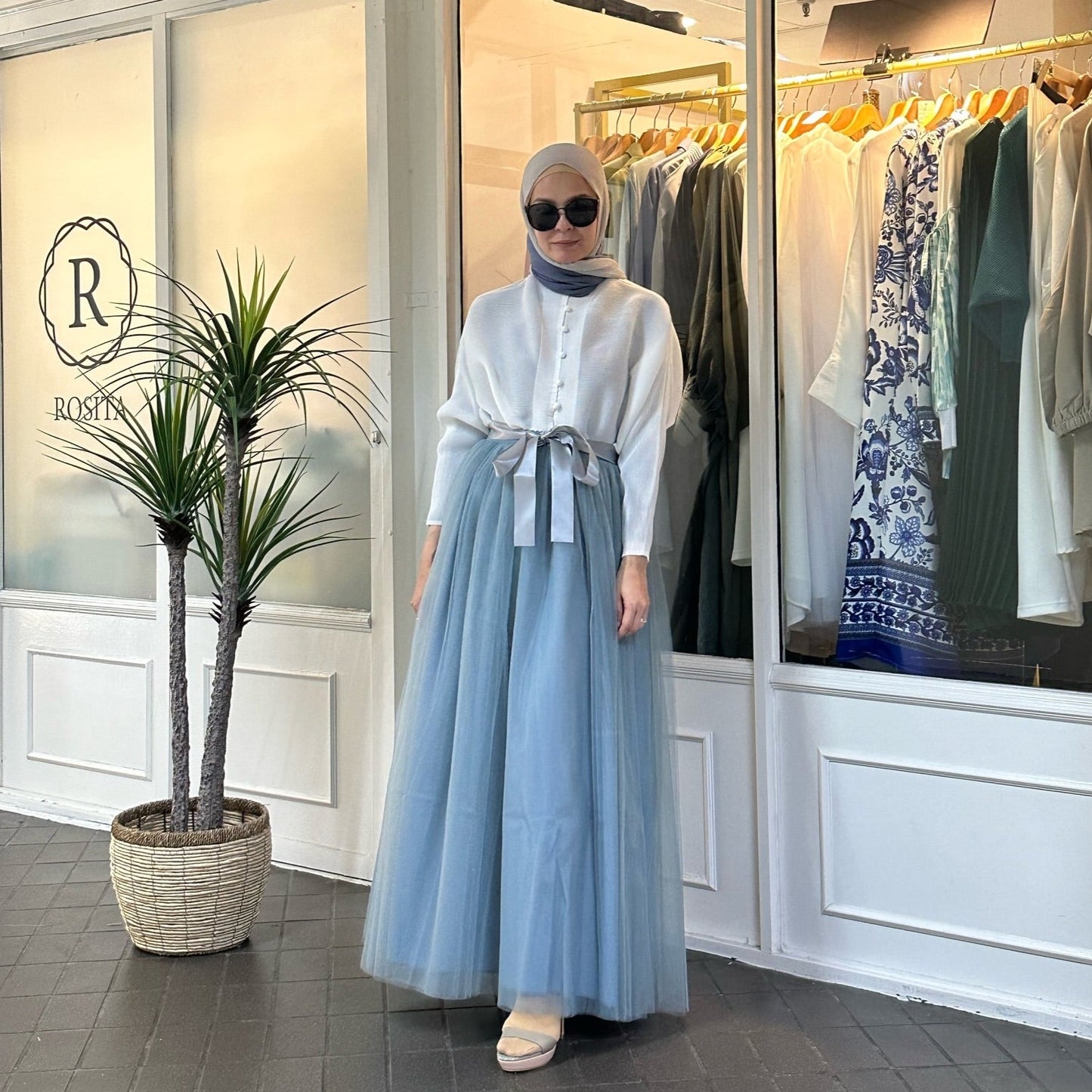 Lulu Tulle Skirt in Denim Blue