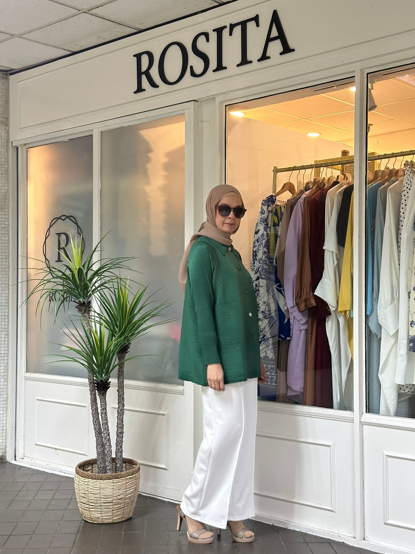 Geena Pleated Button Down Top in Emerald (NEW!)