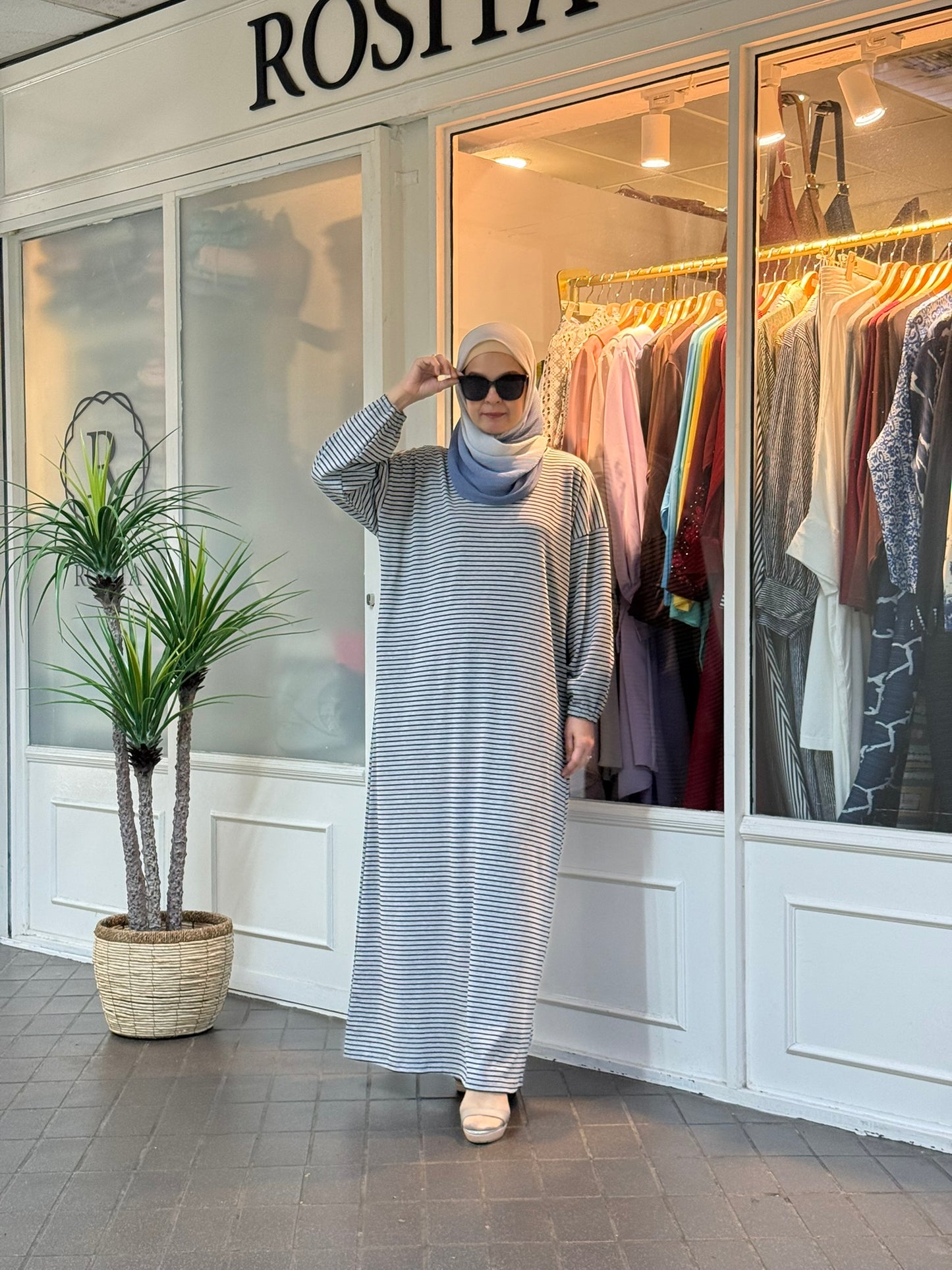 Mika Striped Dress in Grey (NEW!)