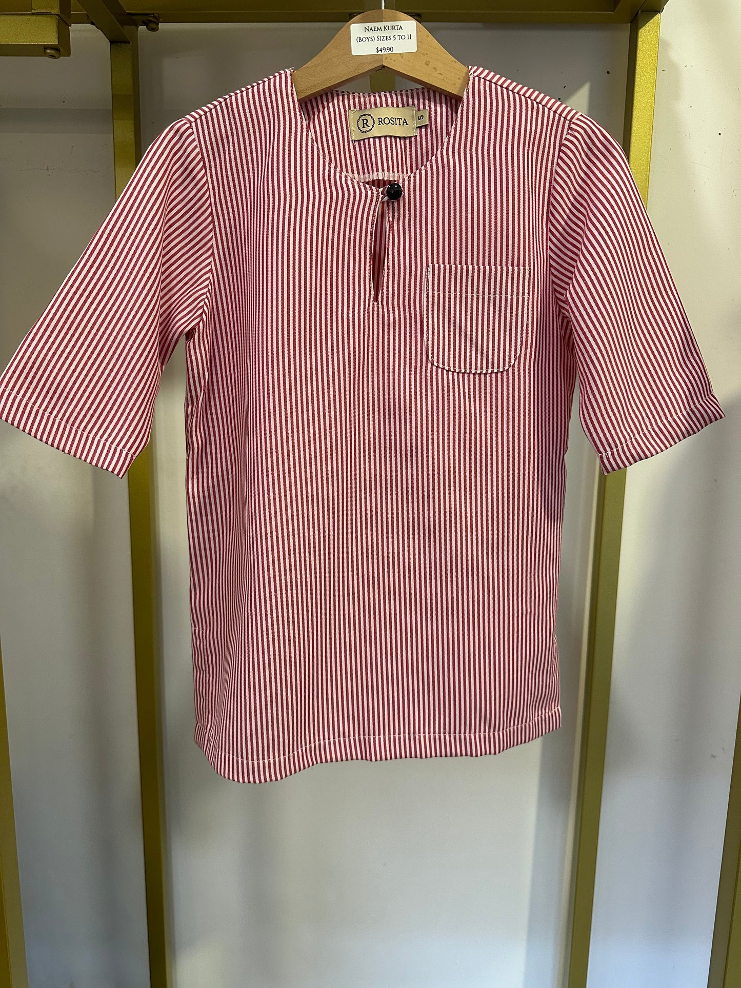 Boys Naem Kurta Top in Rose Pink Stripes (NEW!)