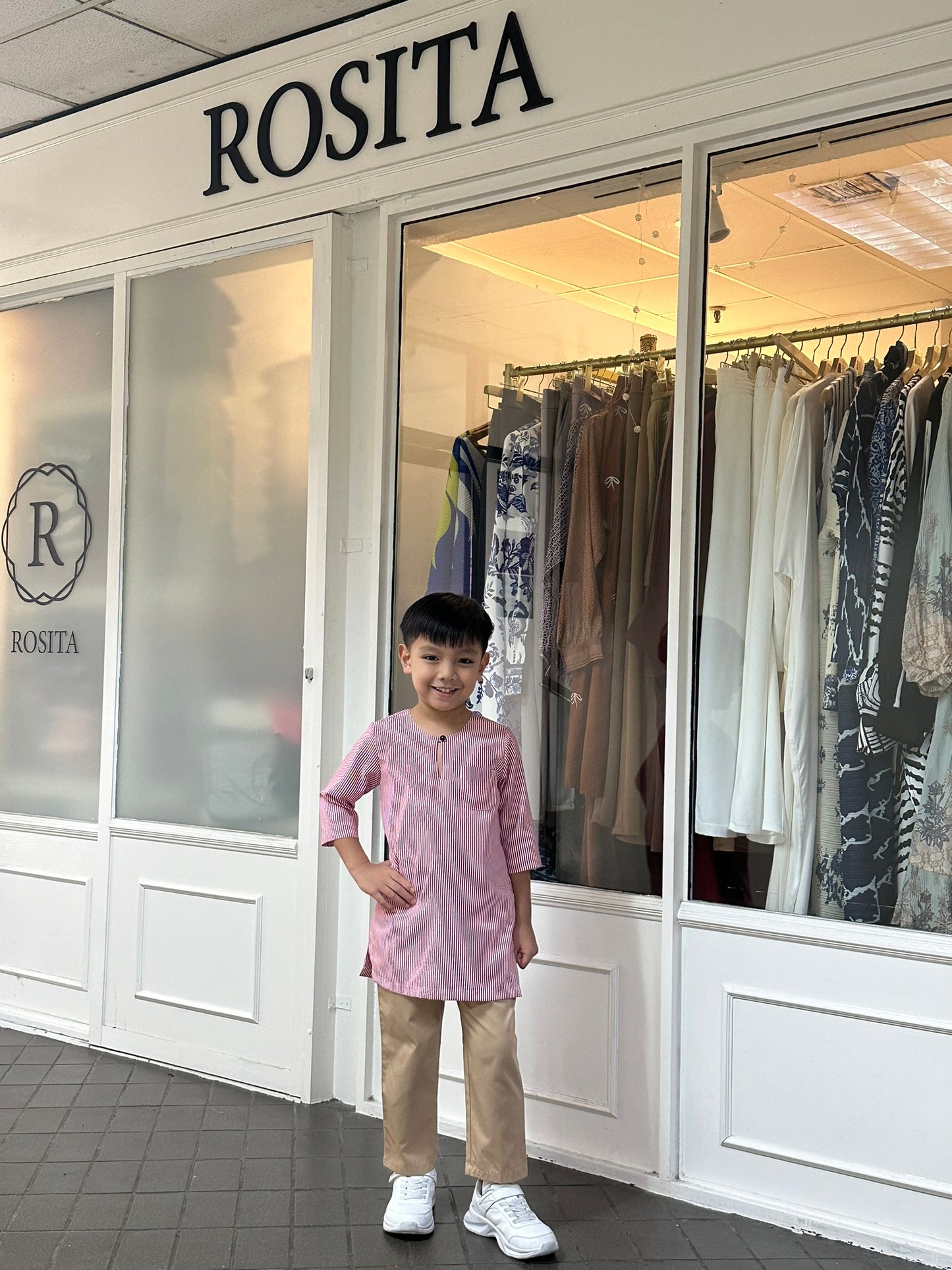 Boys Naem Kurta Top in Rose Pink Stripes (NEW!)
