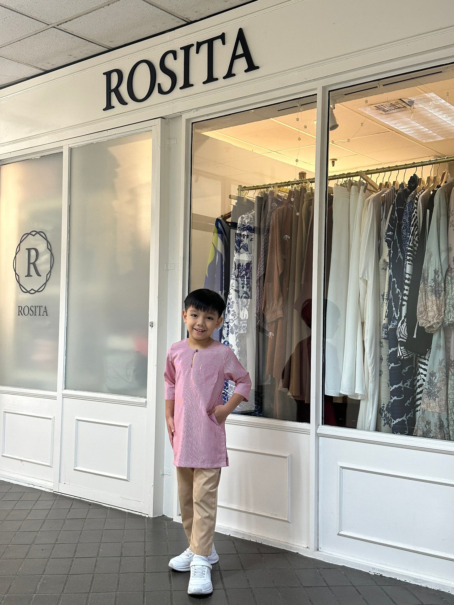 Boys Naem Kurta Top in Rose Pink Stripes (NEW!)