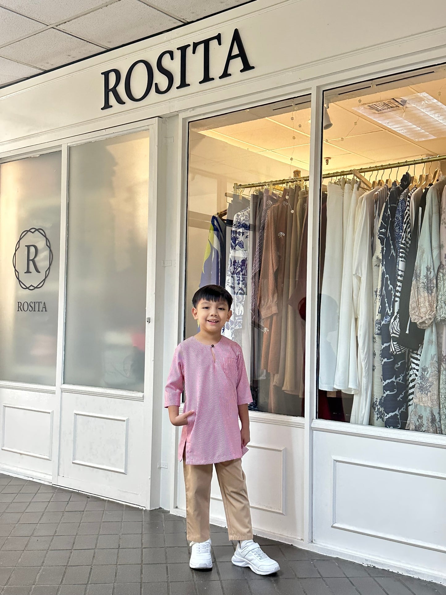 Boys Naem Kurta Top in Rose Pink Stripes (NEW!)