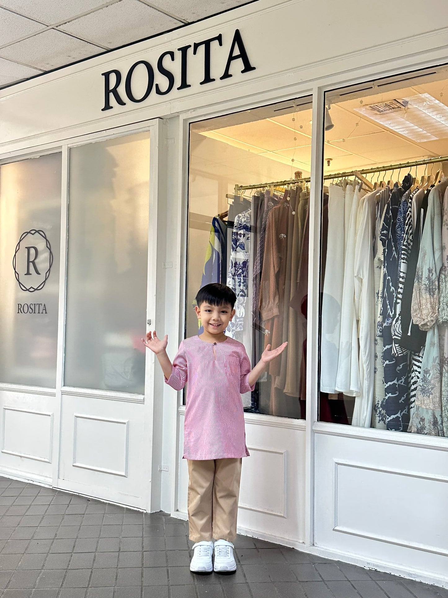 Boys Naem Kurta Top in Rose Pink Stripes (NEW!)