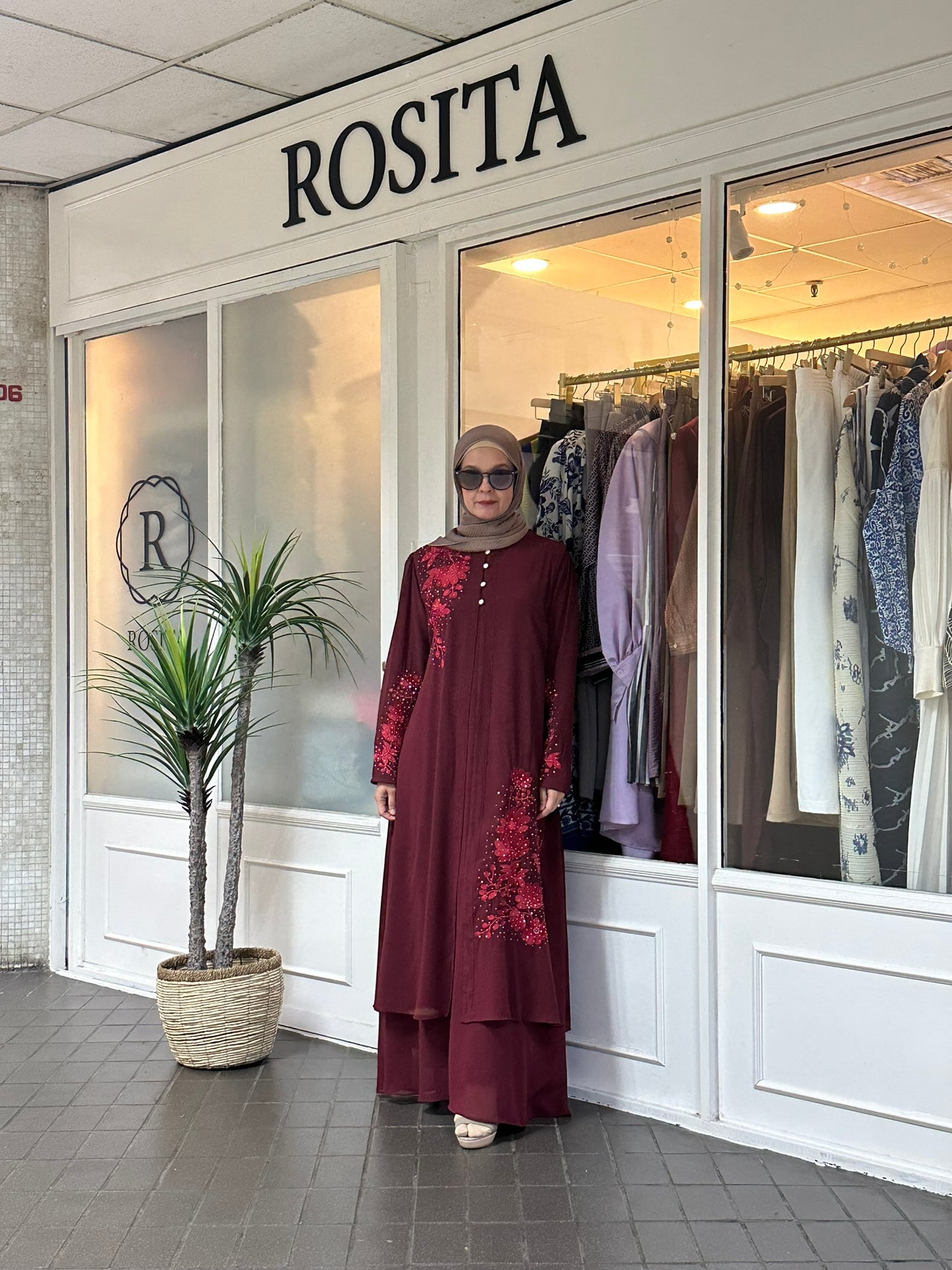 Amani Dress with vest in Maroon (NEW!)