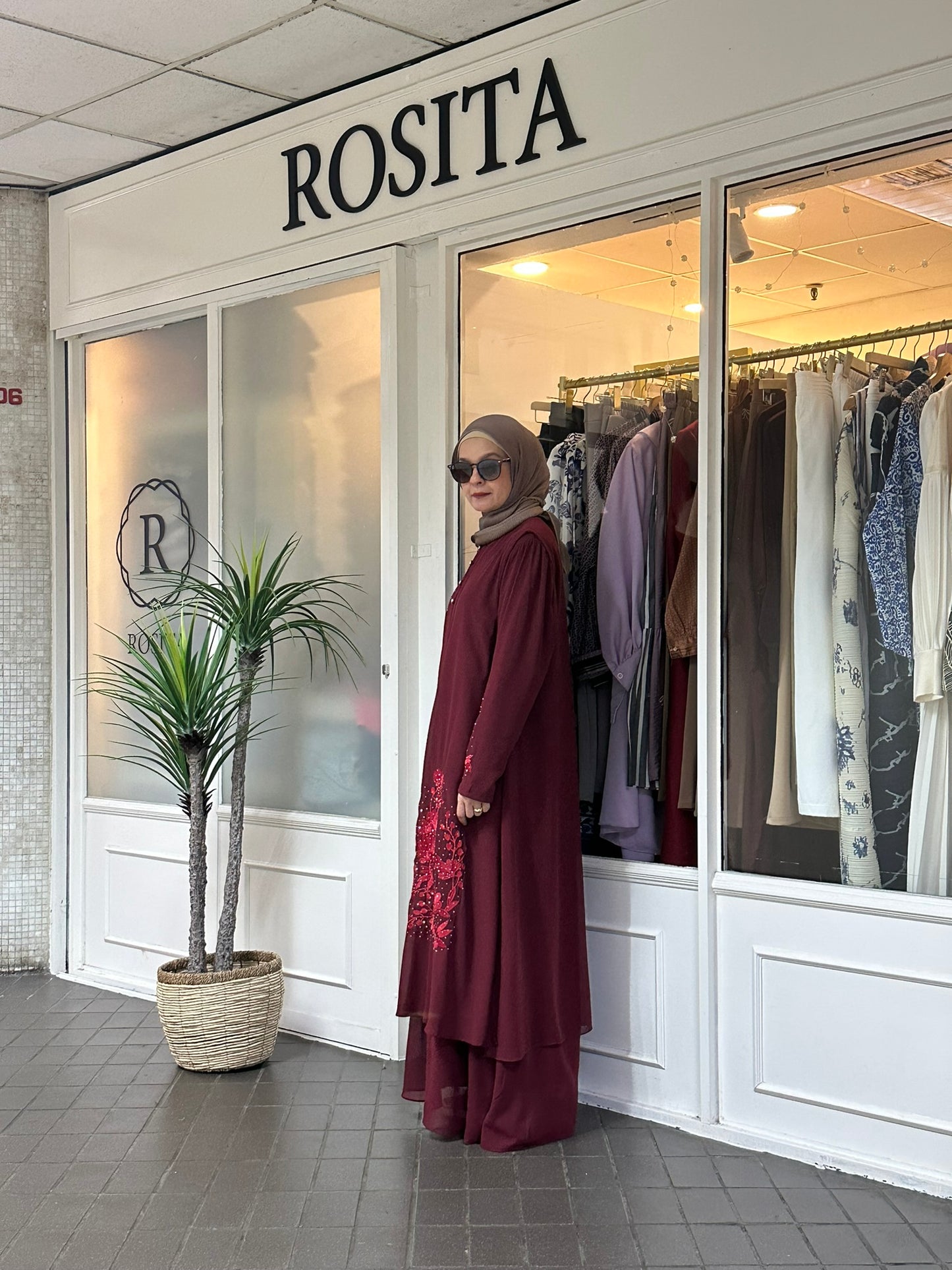 Amani Dress with vest in Maroon (NEW!)