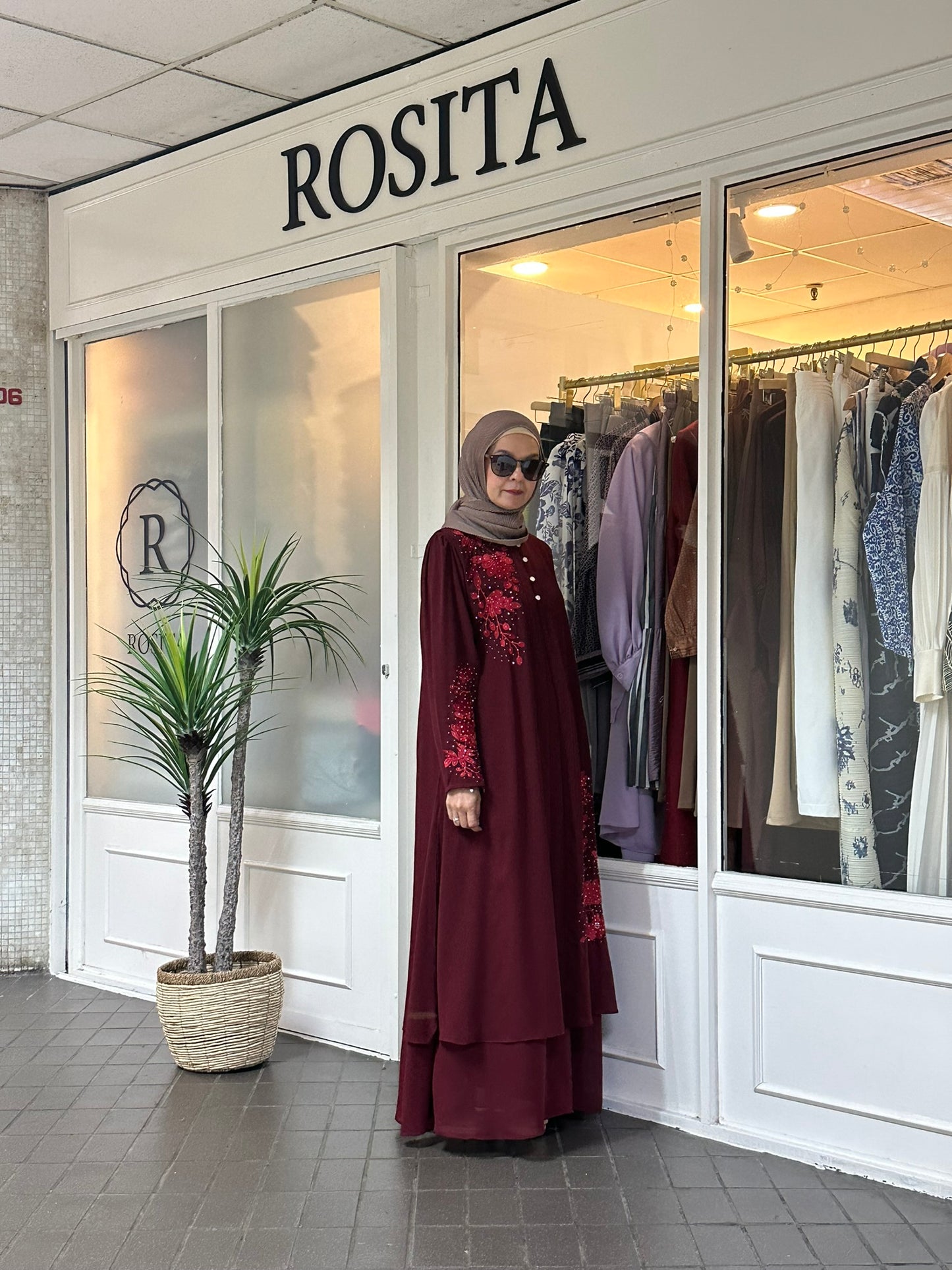 Amani Dress with vest in Maroon (NEW!)