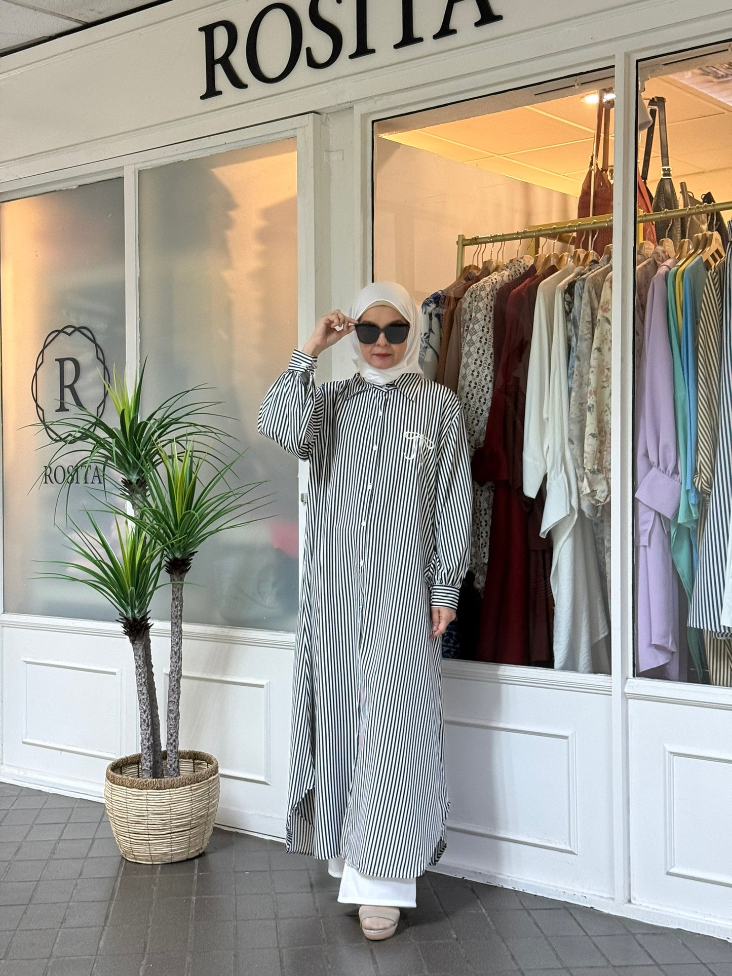 Sofea Long Tunic in Classic Black Stripes (NEW!)