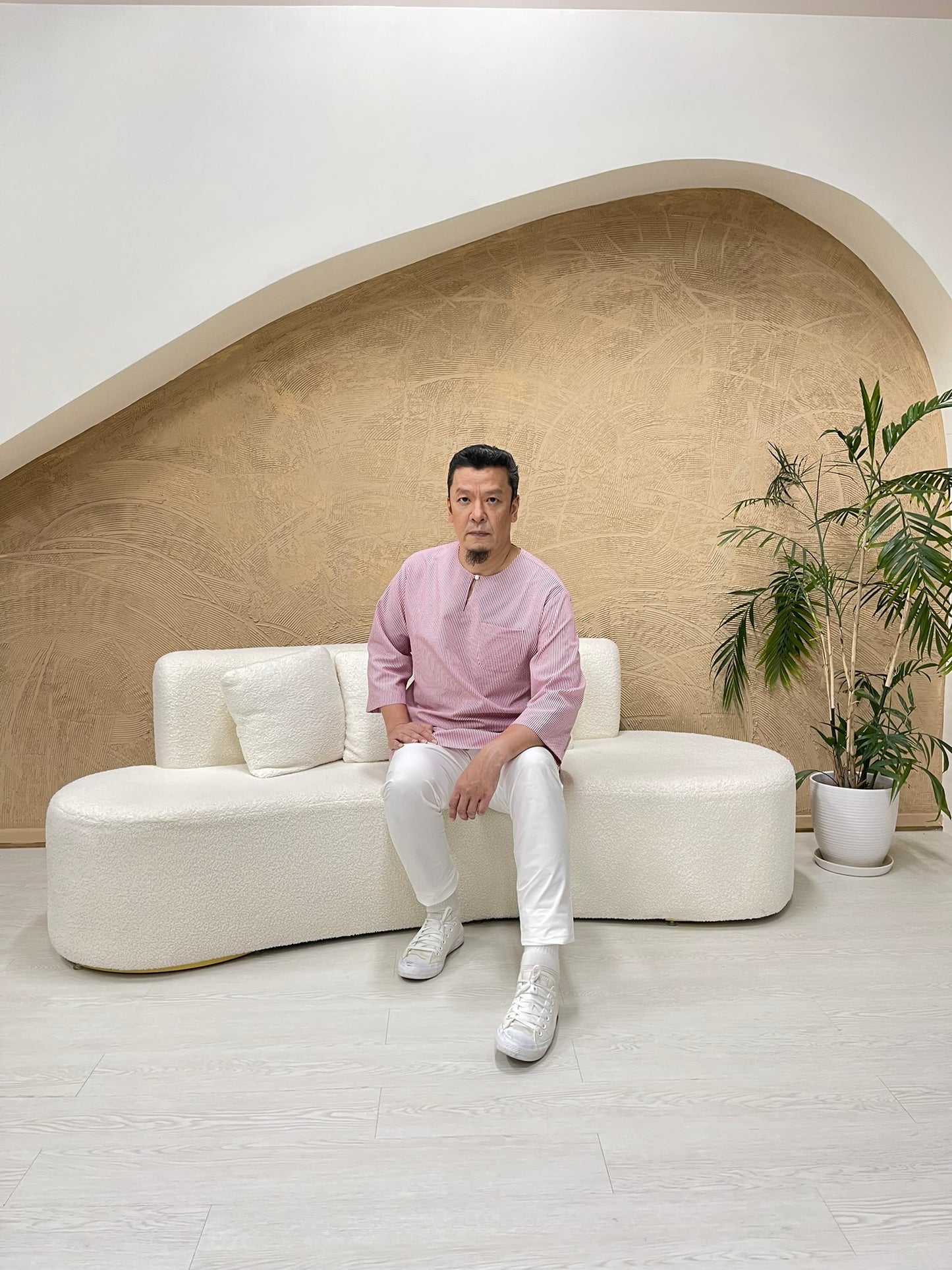 Mens Naem Kurta Top in Rose Pink Stripes (NEW!)