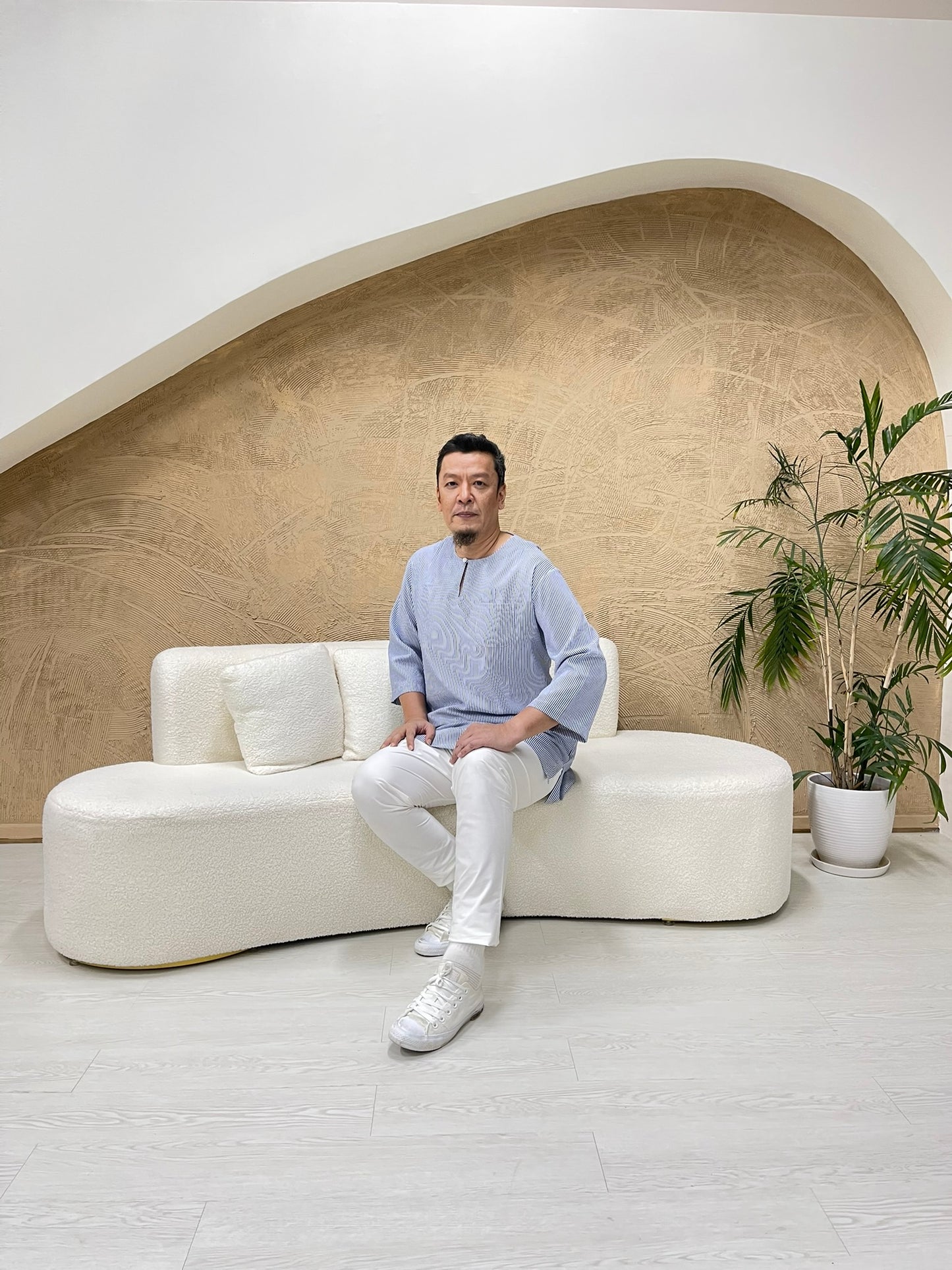 Mens Naem Kurta Top in Blue Stripes (NEW!)