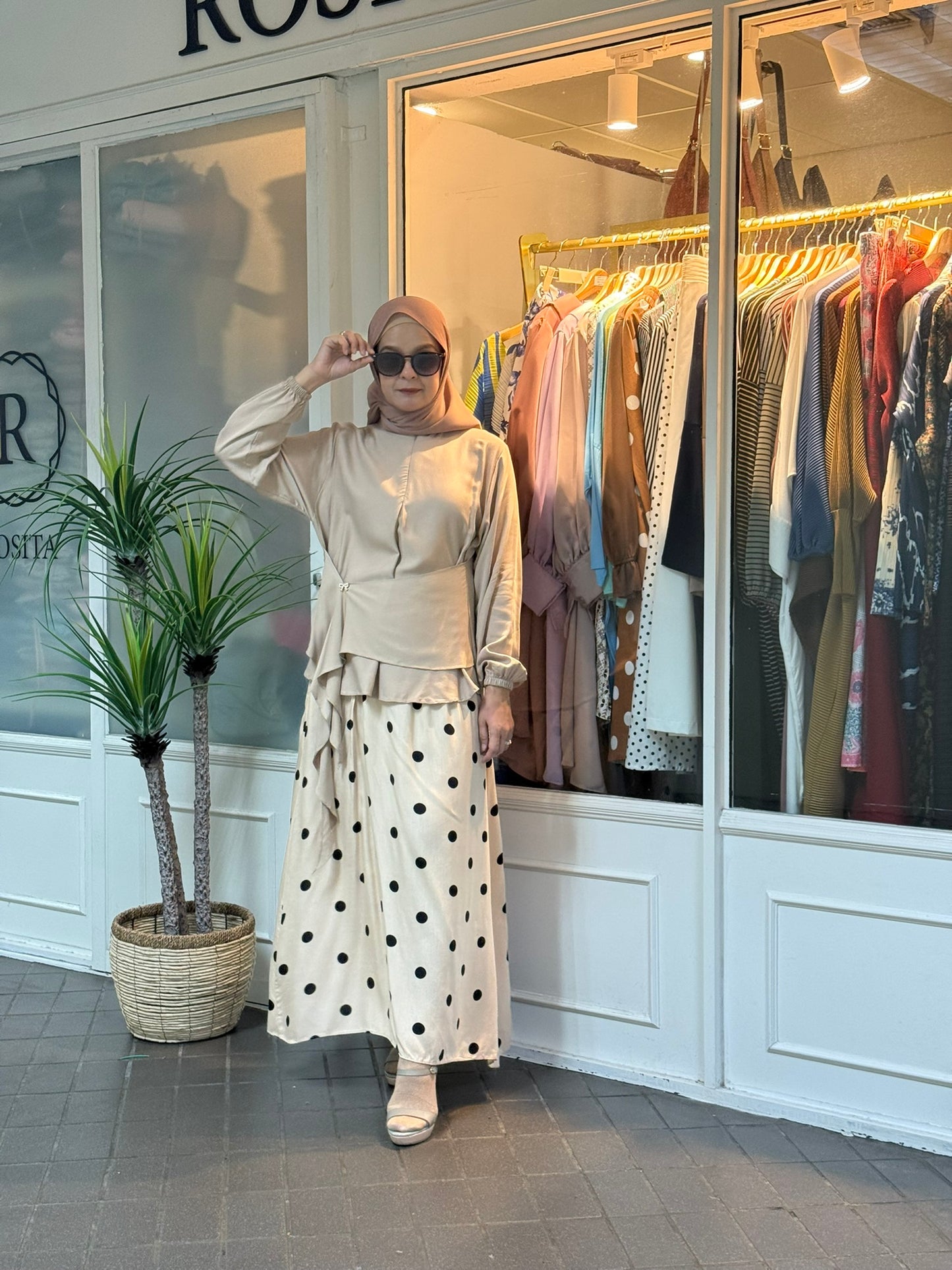 Emma Polka Dot Co-Ord Set in Latte (NEW!)