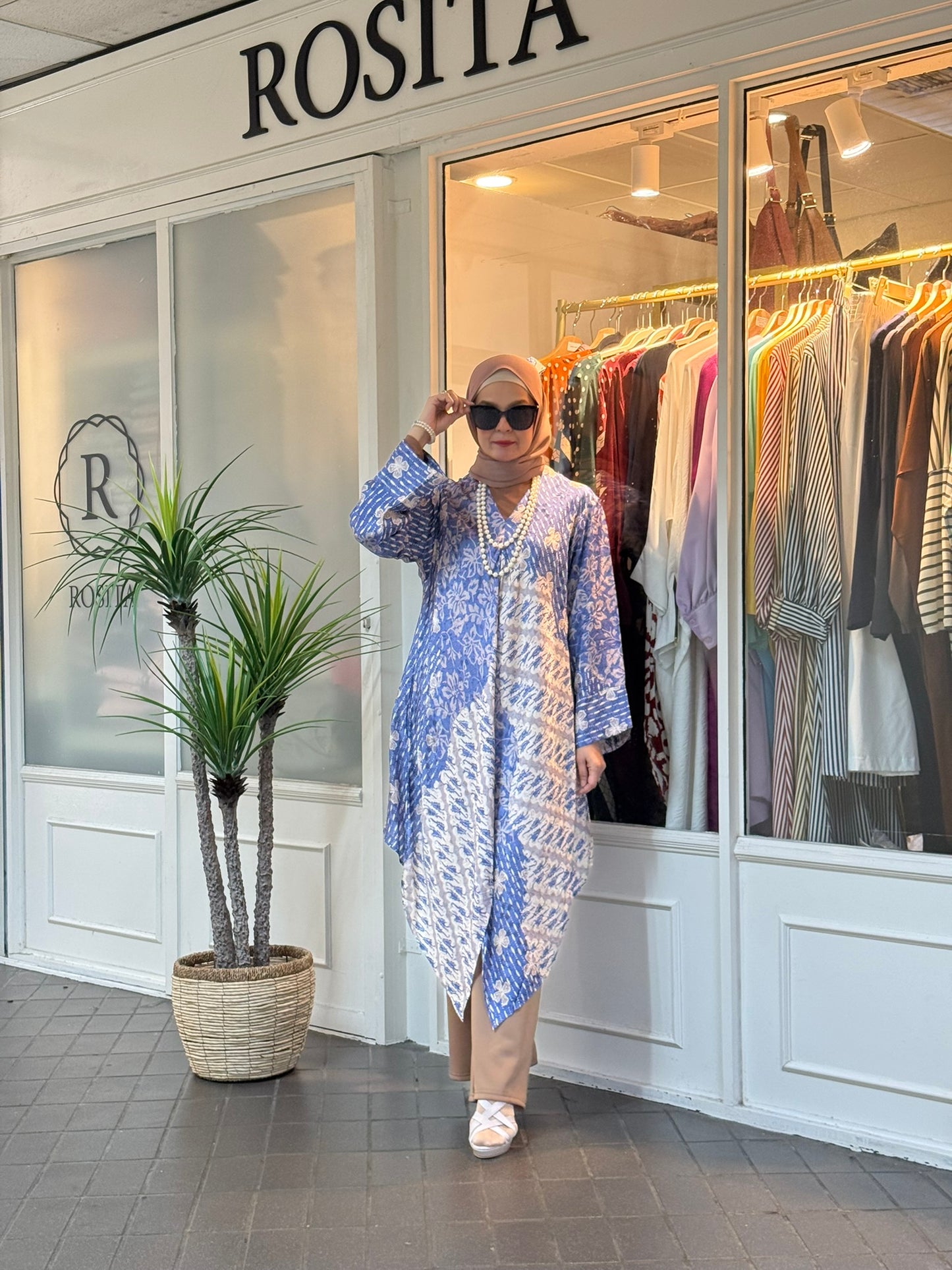 Miranda Batik Sutera Tunic in Powder Blue (NEW!)