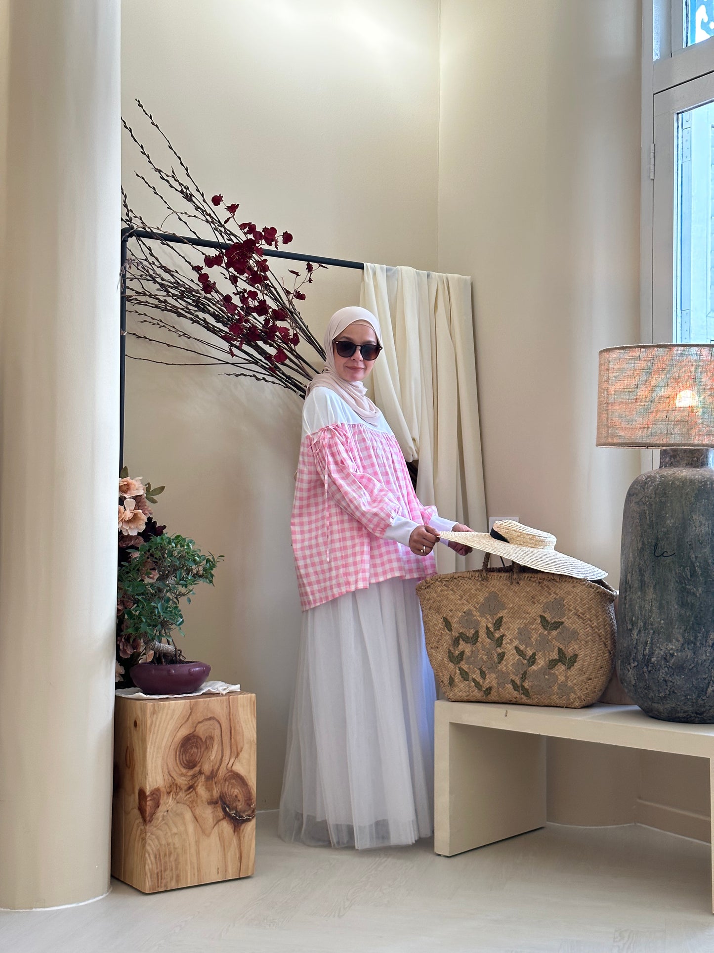 Joy Drawstring Blouse 2.0 in Pink Gingham (NEW!)