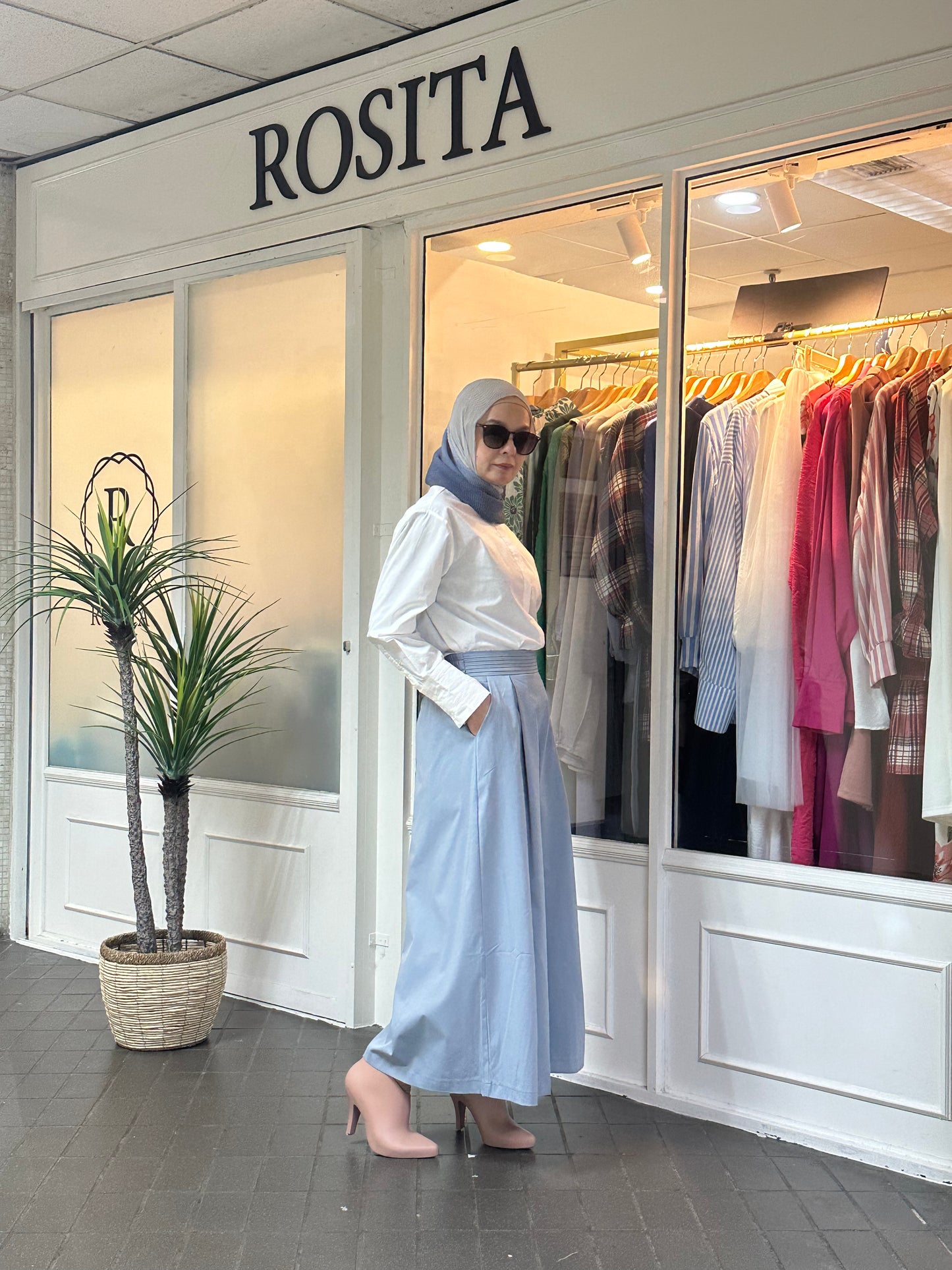 Nina High-Waist Culottes in Baby Blue (NEW!)
