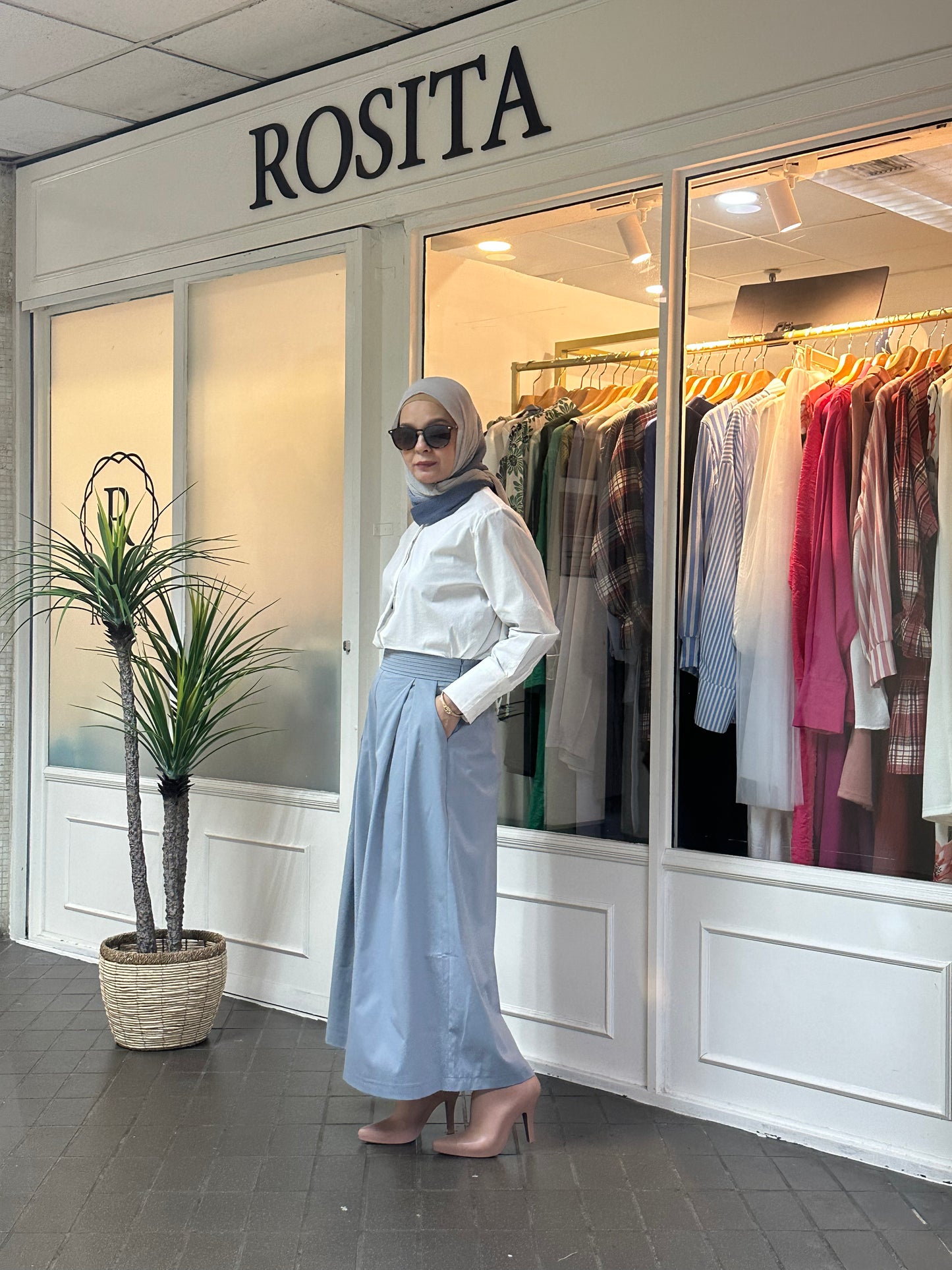 Nina High-Waist Culottes in Baby Blue (NEW!)
