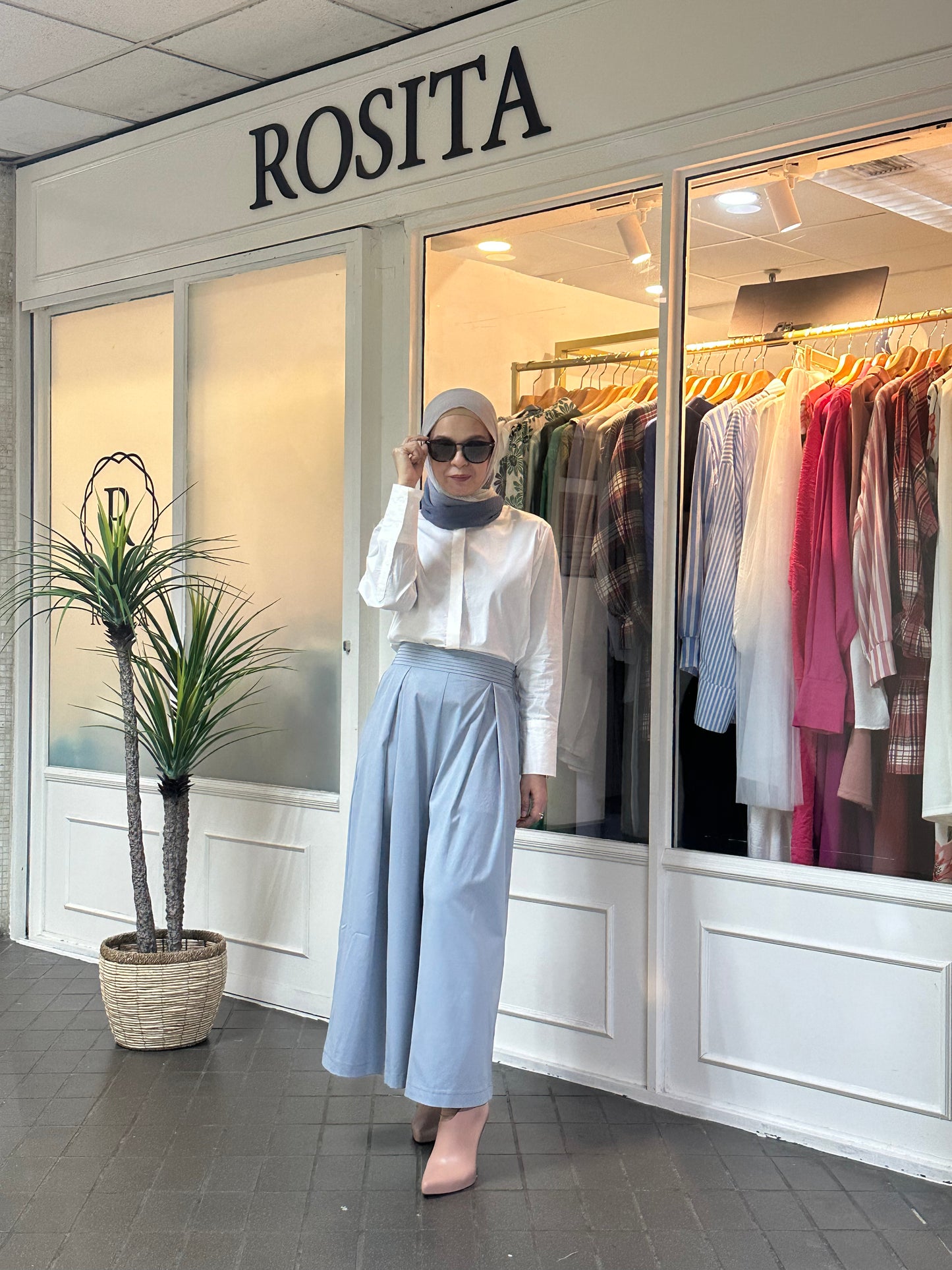 Nina High-Waist Culottes in Baby Blue (NEW!)