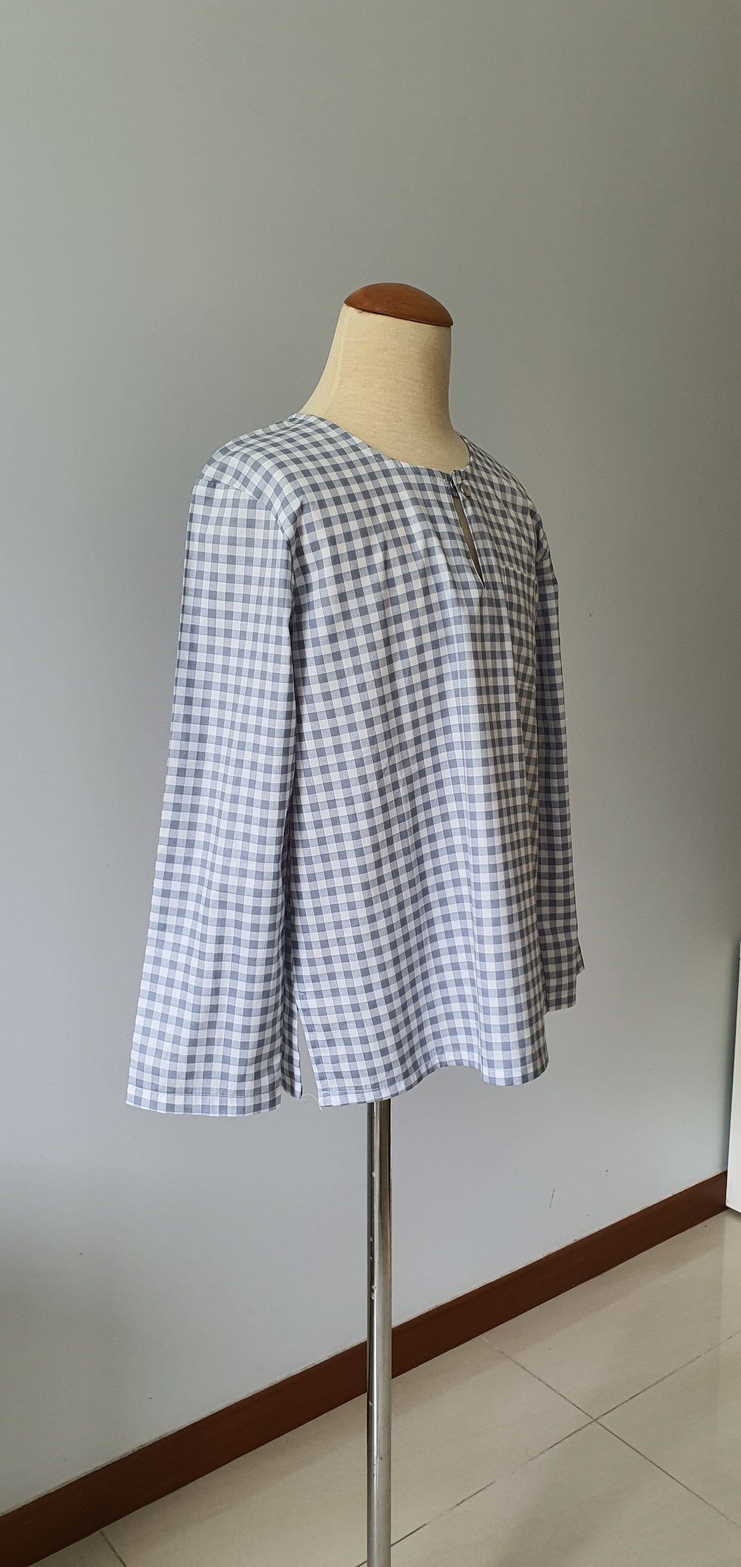 Boys Anas Kurta in Checkered Ash