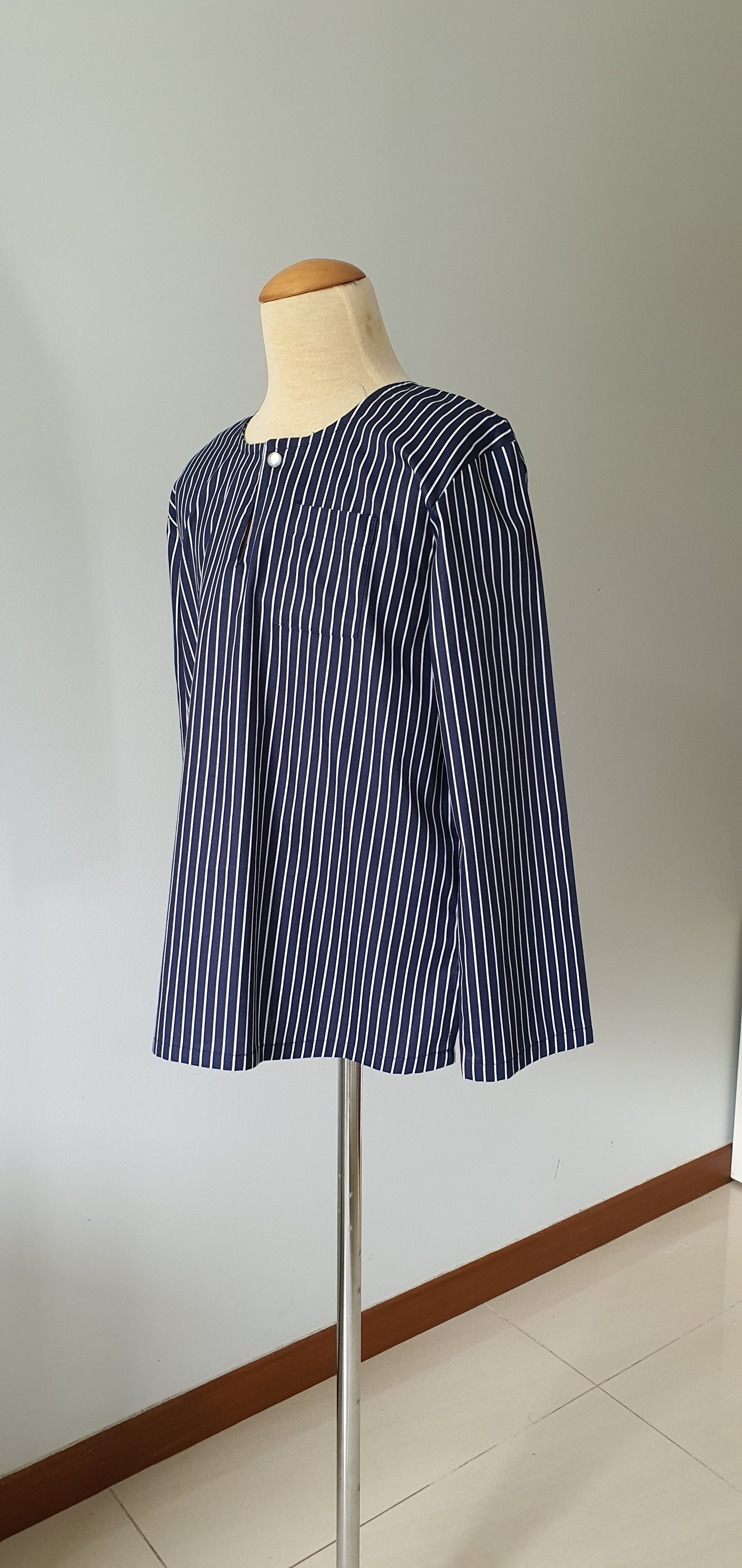 Boys Anas Kurta in Navy Blue Stripe