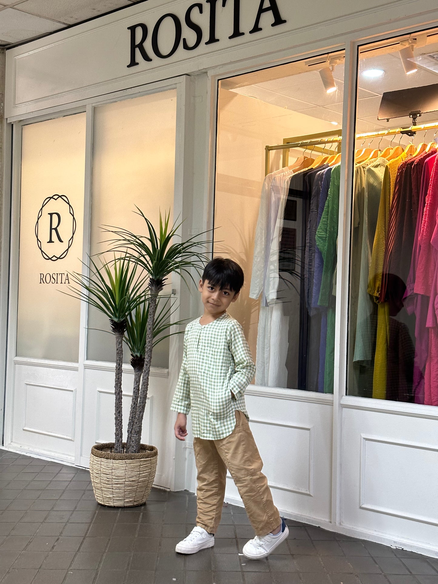 Sufi Kurta in Lime Green Gingham (Boys) (NEW!)