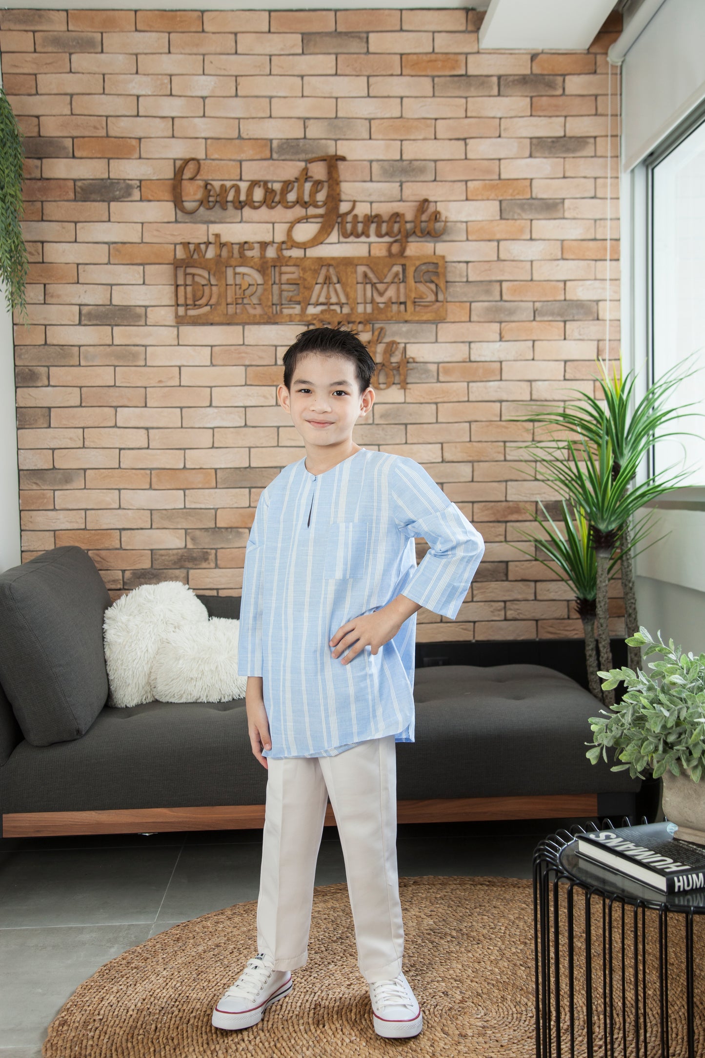 Harris Kurta in Stripes Blue (Boys)