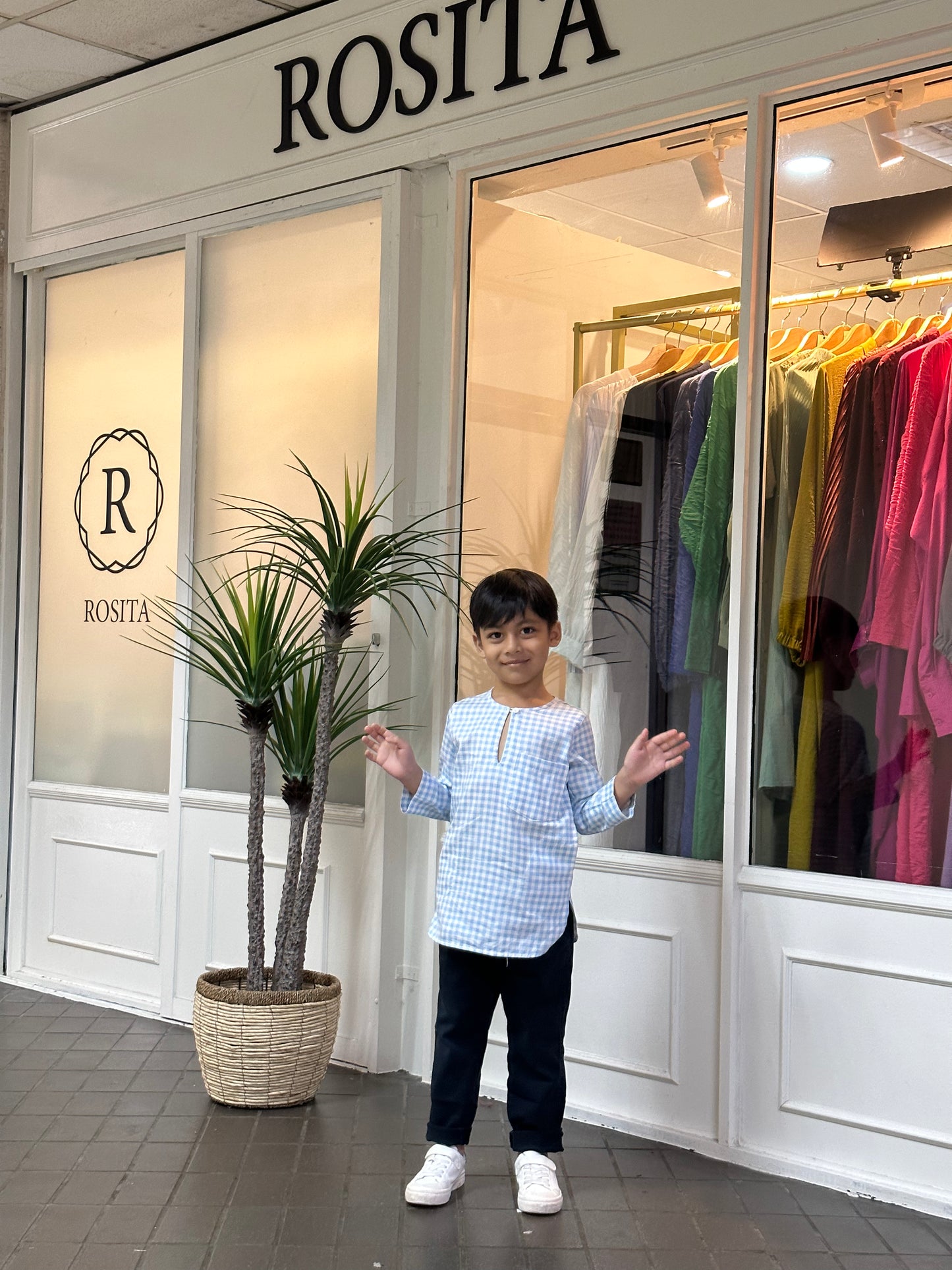 Sufi Kurta in Light Blue Gingham (Boys) (NEW!)