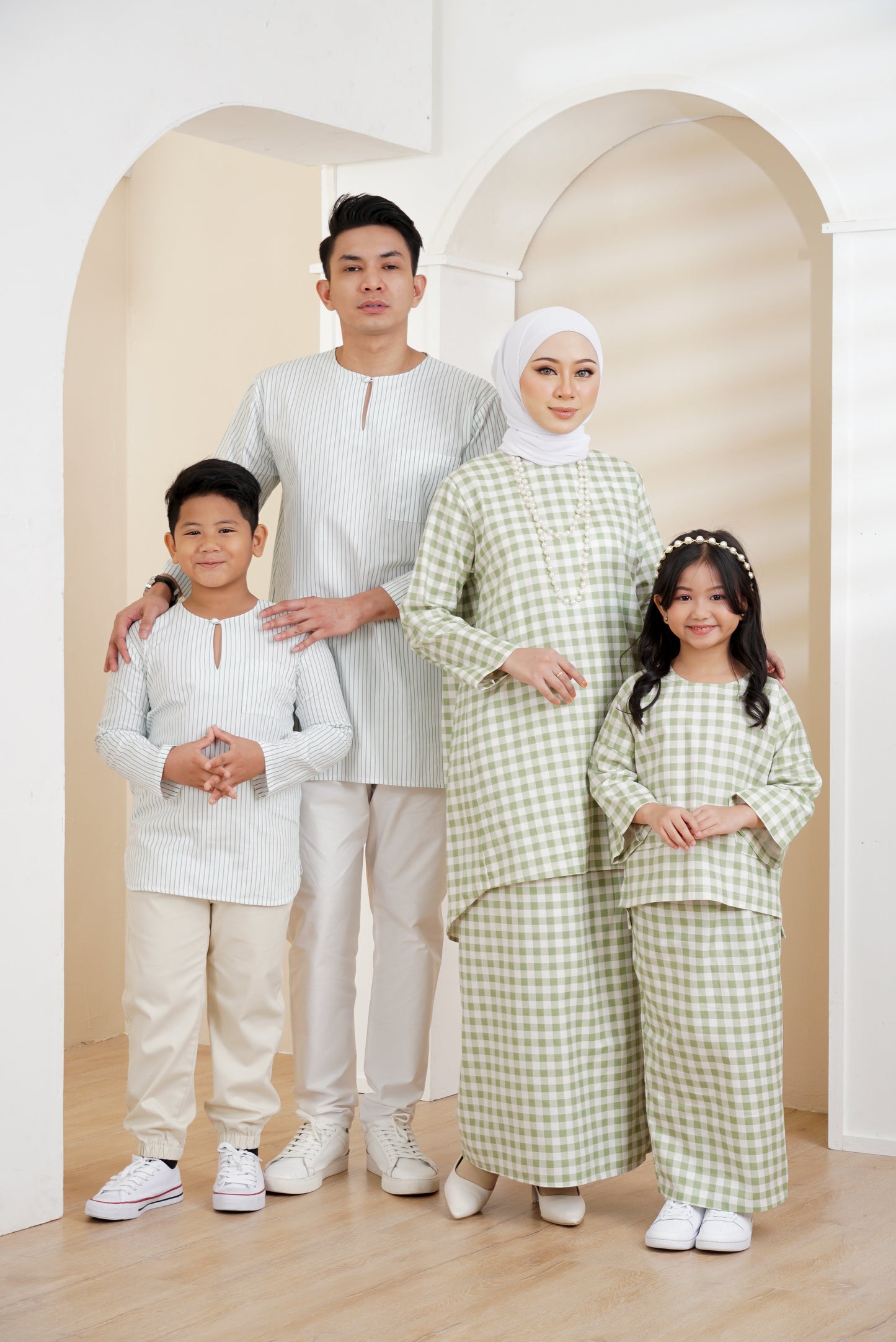Ladies Seri Kurung in Lime Green Gingham