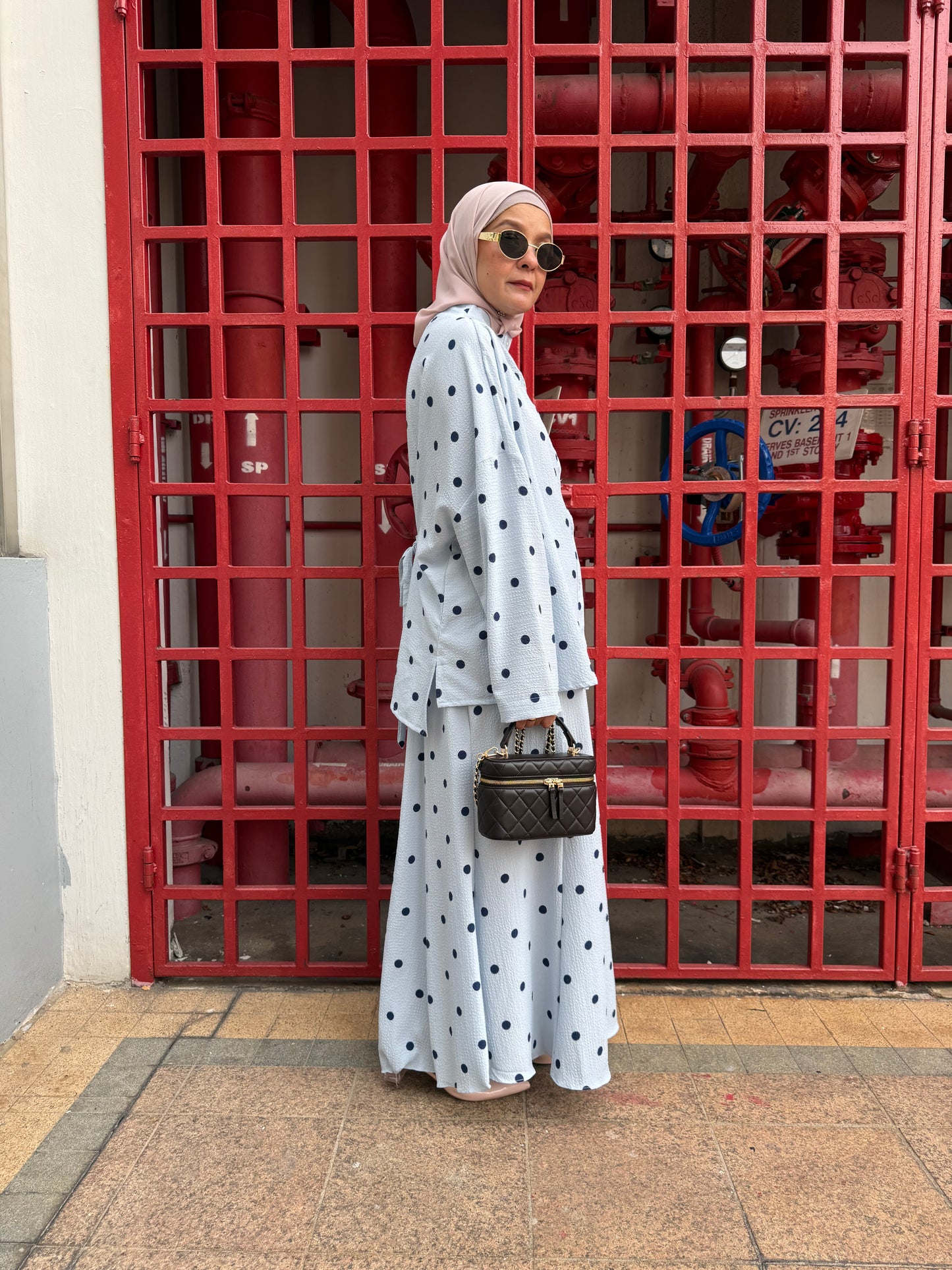 Jelita Polka Dot Co-Ord Set in Light Blue (NEW!)