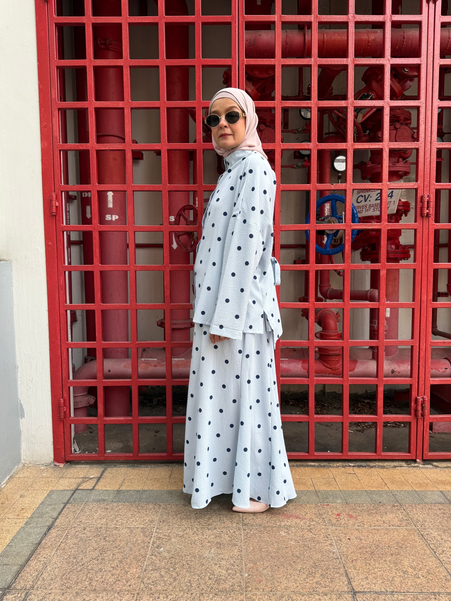 Jelita Polka Dot Co-Ord Set in Light Blue (NEW!)