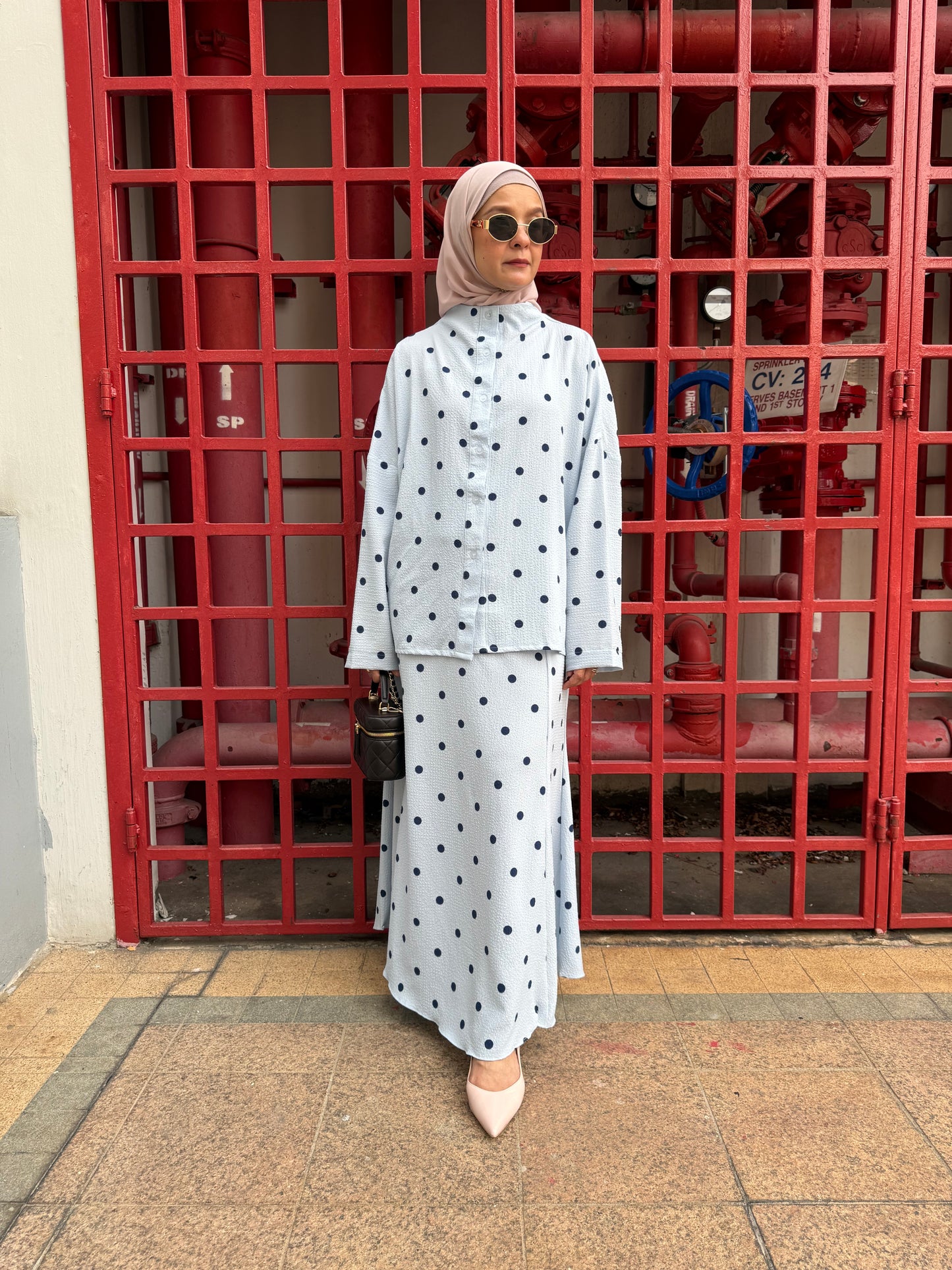 Jelita Polka Dot Co-Ord Set in Light Blue (NEW!)