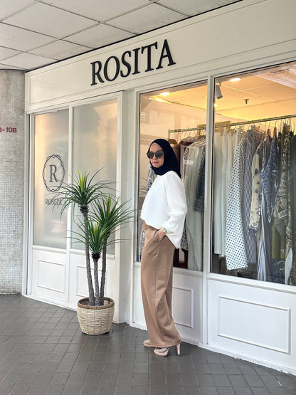 Adelle Stretchable Scuba Pants in Taupe (NEW!)