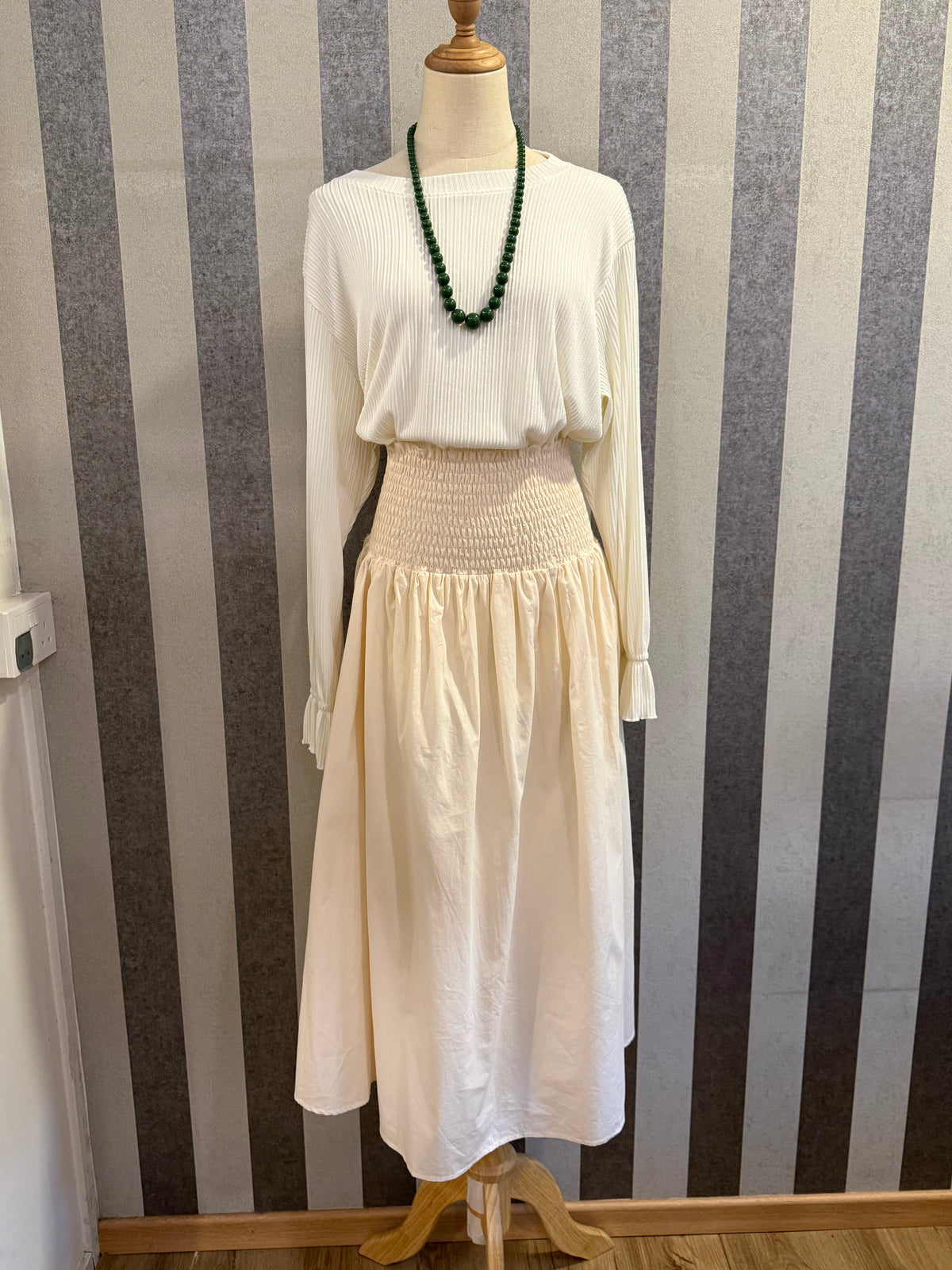 Kate Smocked Skirt in Buttermilk (NEW!)