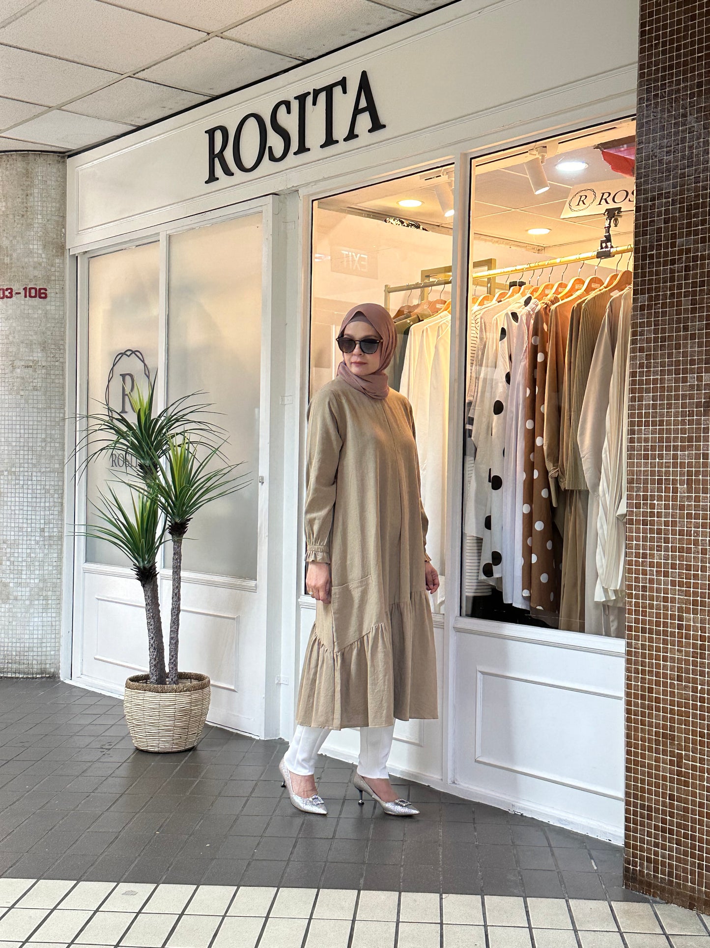 Emilia Linen Long Tunic in Khaki (NEW!)