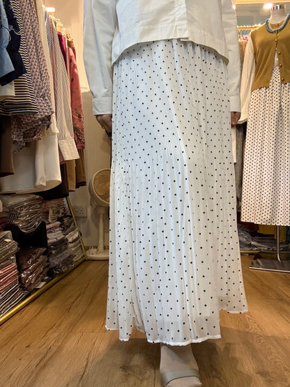 Manessa Flare Cut Polka Dot Skirt in White
