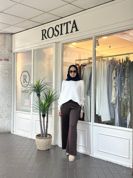 Adelle Stretchable Scuba Pants in Rich Brown (NEW!)