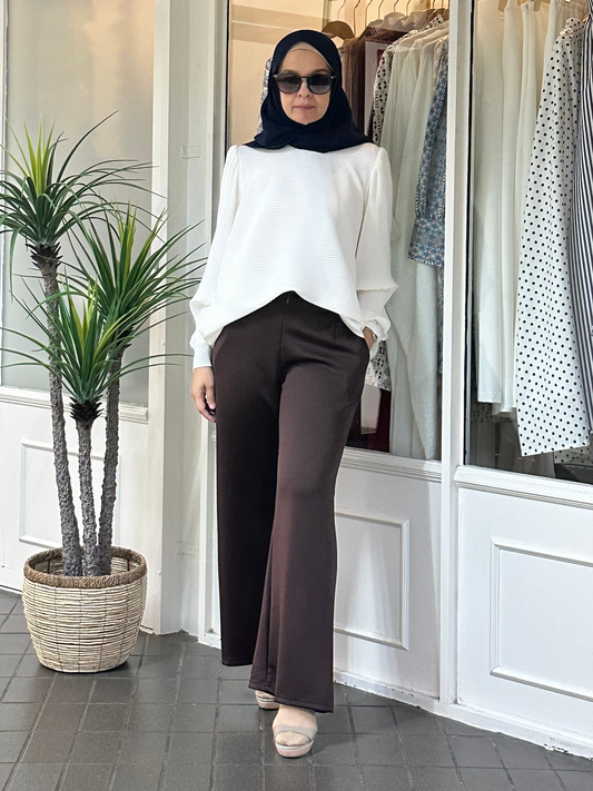 Adelle Stretchable Scuba Pants in Rich Brown