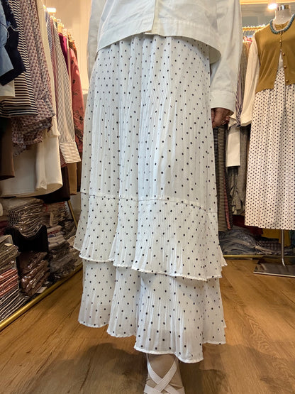 Marissa Layered Polka Dot Cake Skirt in White